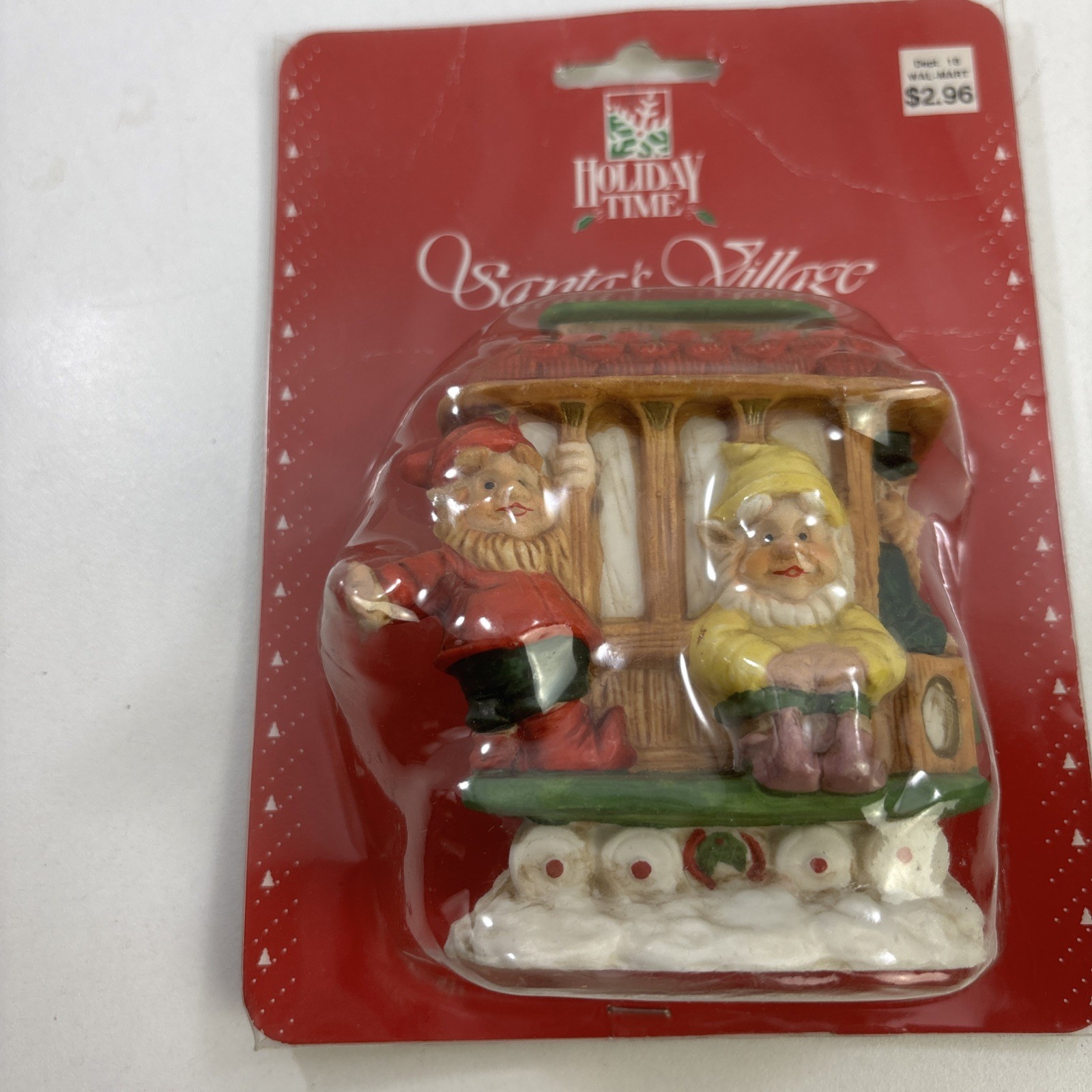 Holiday Time 1993 Santa’s Village Christmas Village Figure New Elves Cable Car