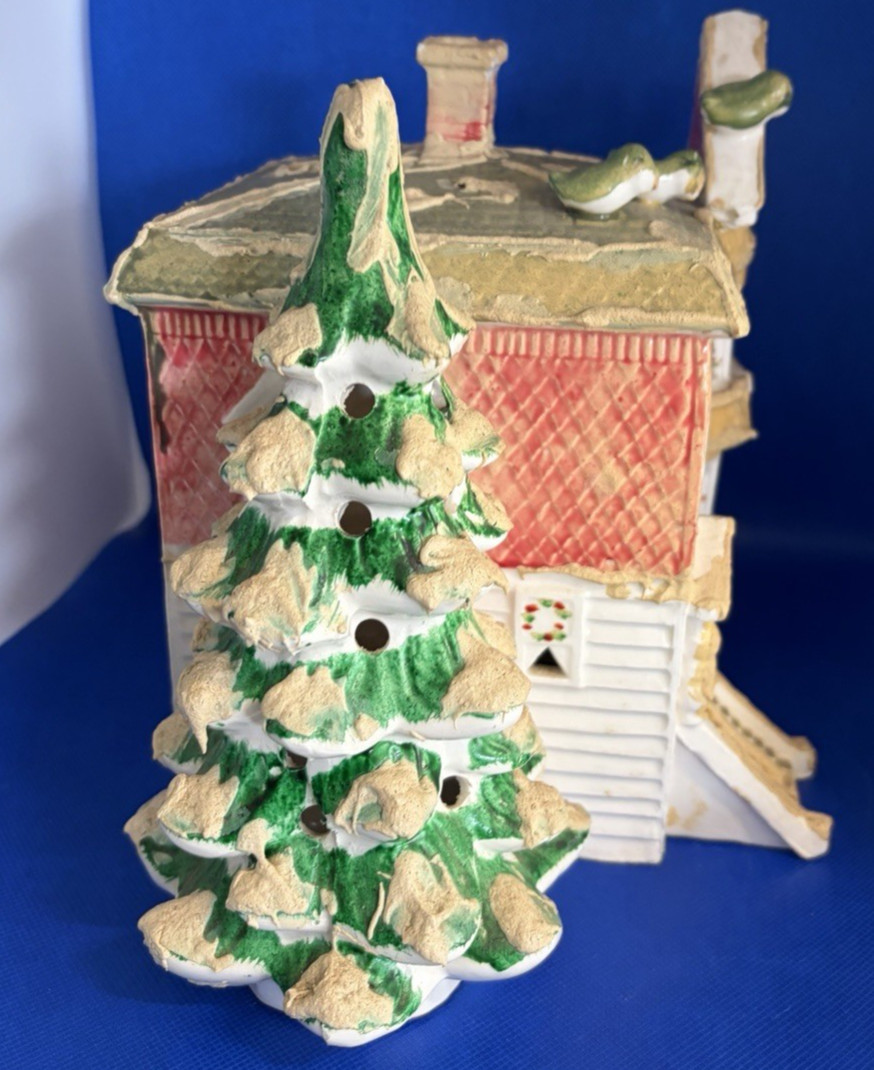 Dept 56 Vintage Orginal Snow Village Pink Victorian House with Snow Birds