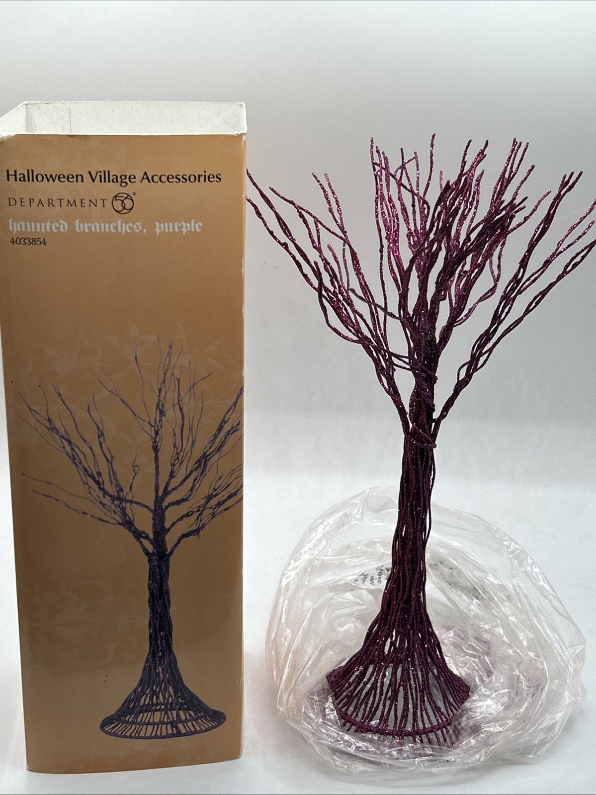 DEPT 56 HALLOWEEN VILLAGE ~HAUNTED BRANCHES, PURPLE~ Tree, Glittery, Retired,NEW