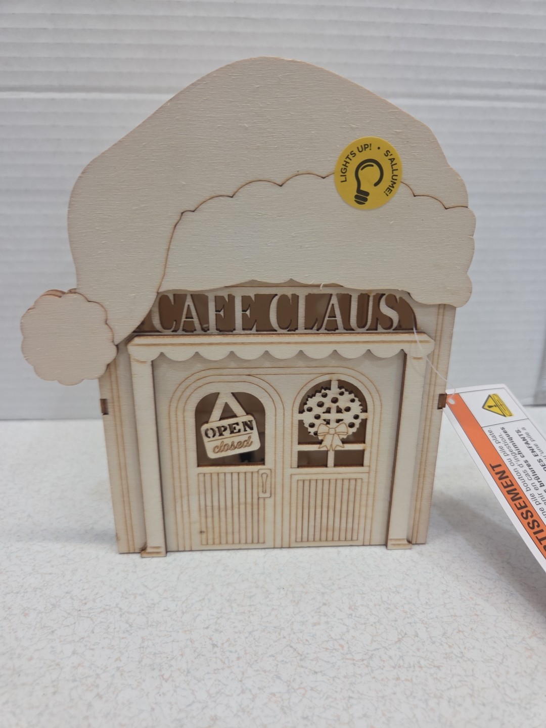 Make Market DIY House LED Light Up Wooden Claus Cafe 5” X 7” Decorate Yourself