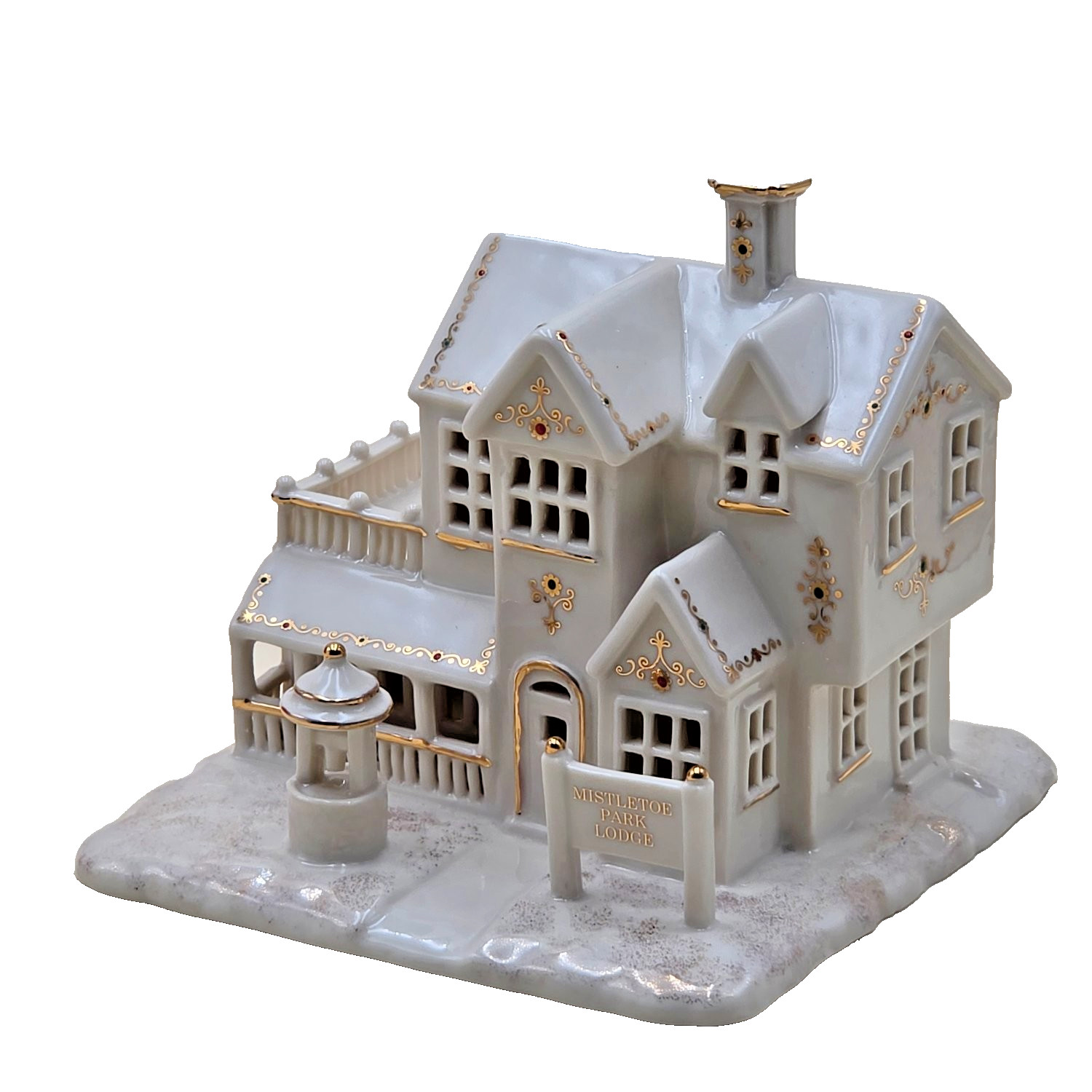 Lenox The Lodge Mistletoe Park Series 5.5″ Ivory Porcelain Gold Trim New In Box