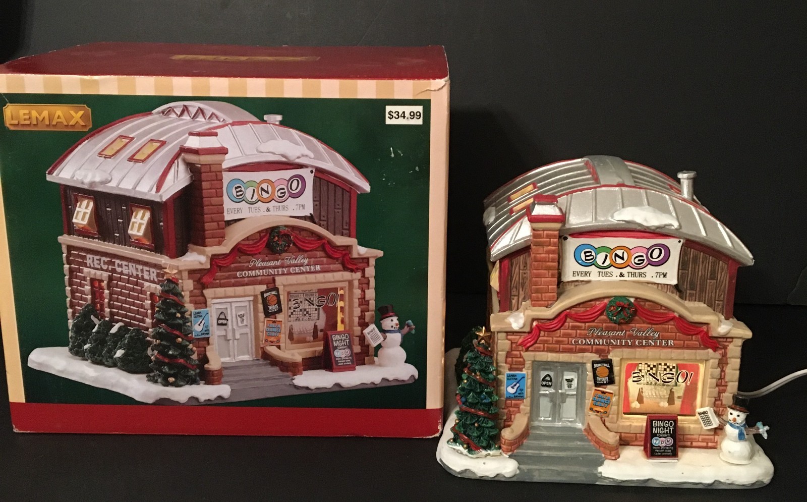 Lemax Christmas Village Pleasant Valley Community Center Lighted House w/Box