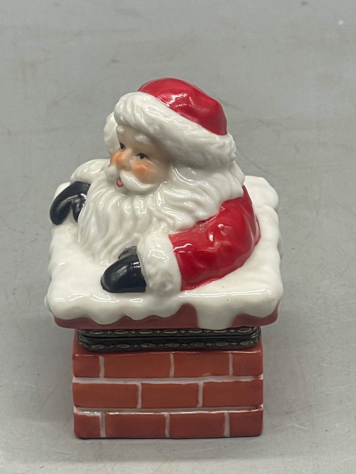 department 56 Christmas trinket box Santa chimney ho ho ho snow rectangle READ