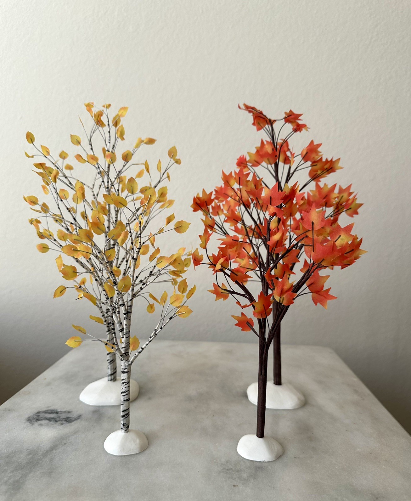 Department 56 Village Accessory Set 4 Autumn Maple & Birch Trees Fall Halloween