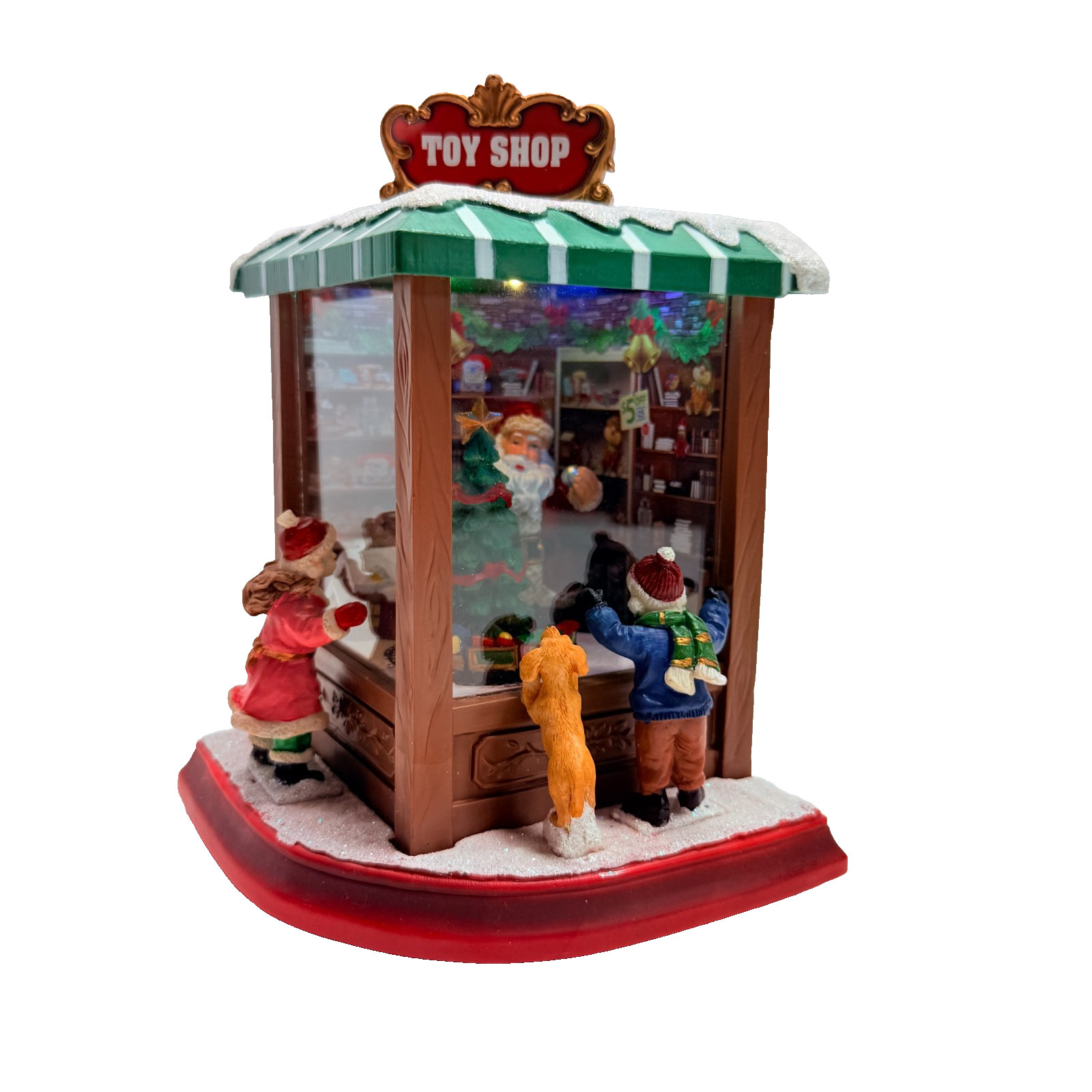 MOMENTS IN TIME Lighted Santa’s Toy Shop (Needs Battery Spring Replaced)
