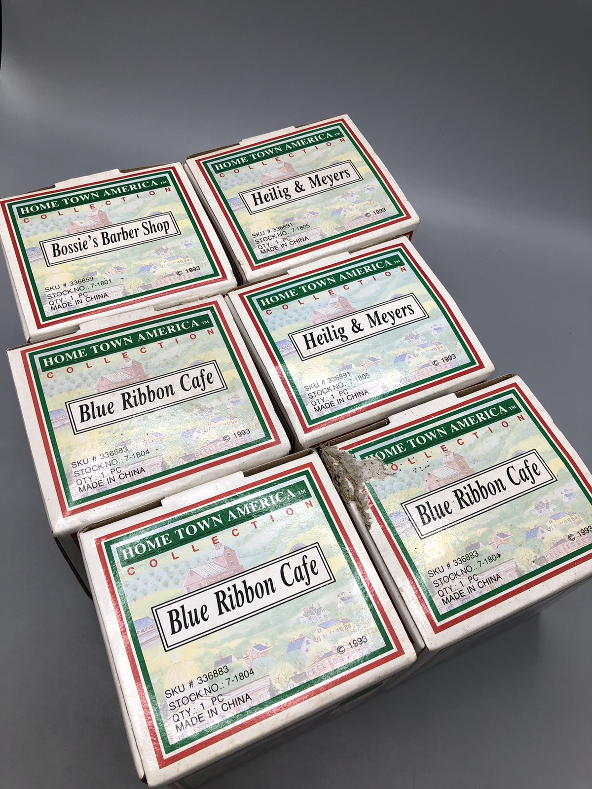 Home Town America Collection Blue Ribbon Cafe x3, Barber Shop + Meyers x2