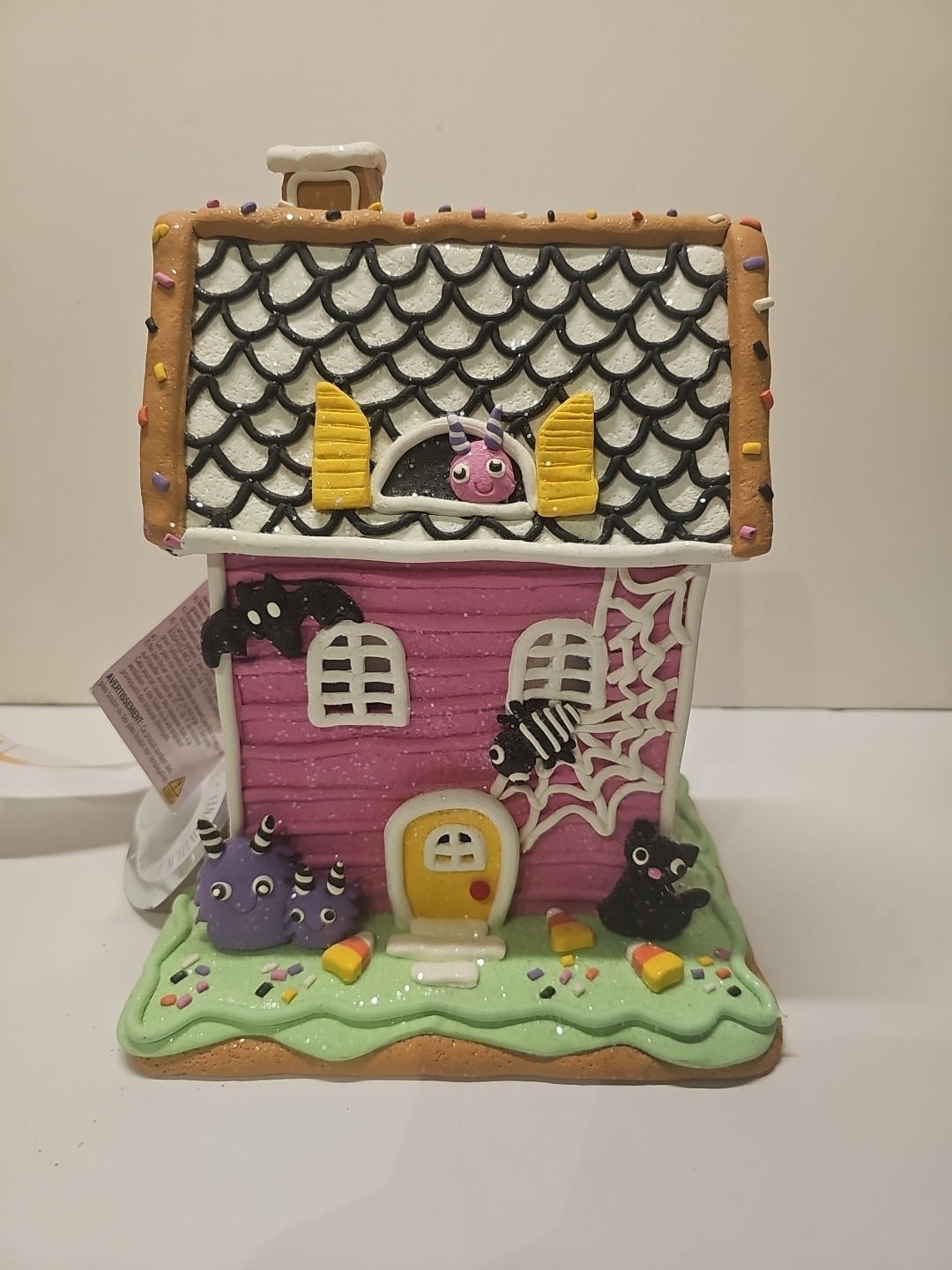 Ghoulish Pink Halloween Gingerbread House Lights up NEW!