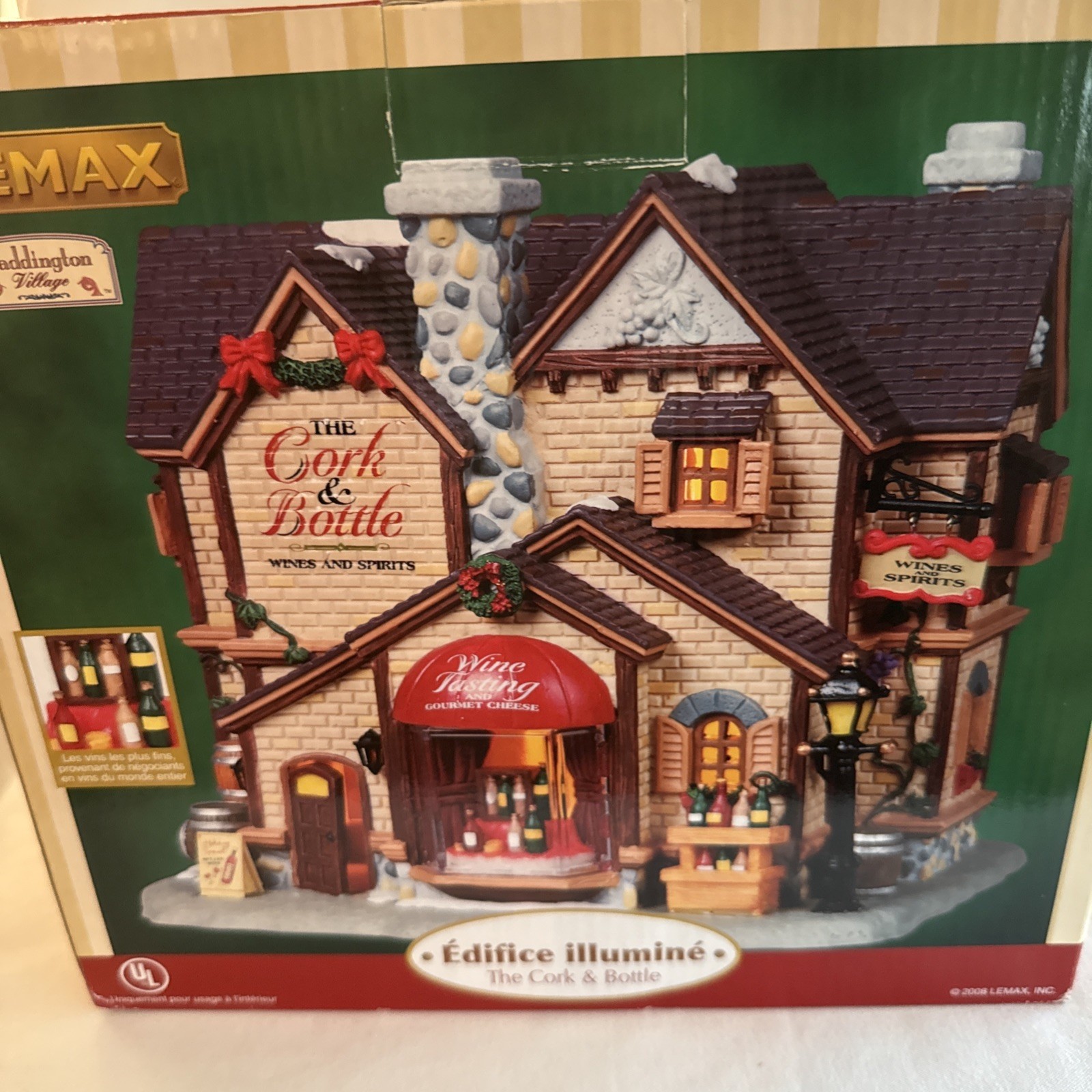 Lemax The Cork & Bottle Lighted Building 2008 Wine Spirits winery Tasting
