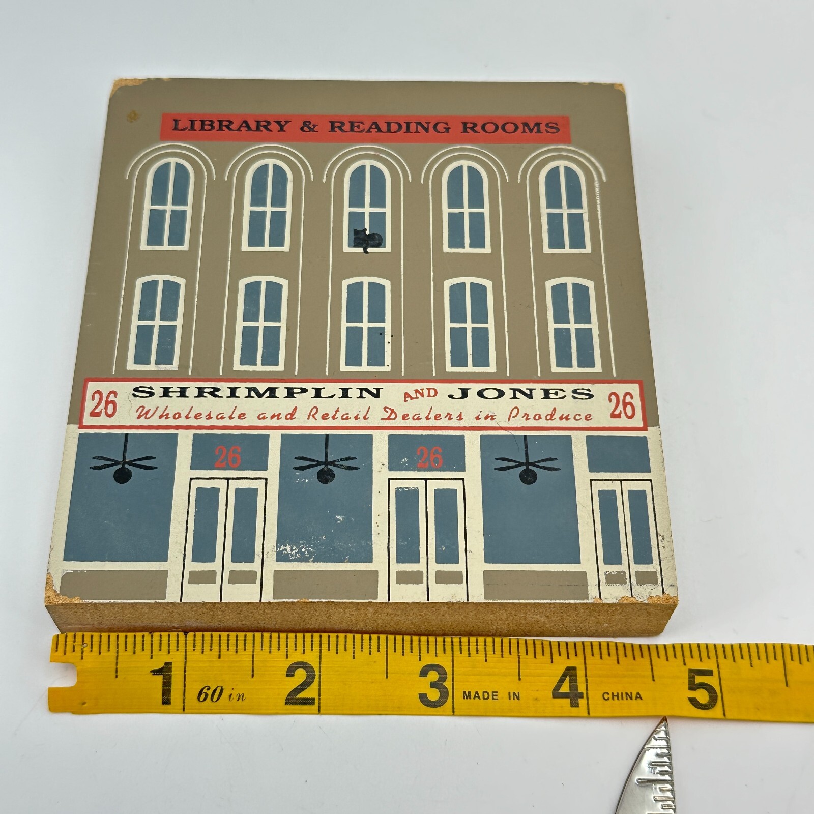 THE CATS MEOW Library Reading Rooms Wood Shelf Sitter Faline Jones Vintage