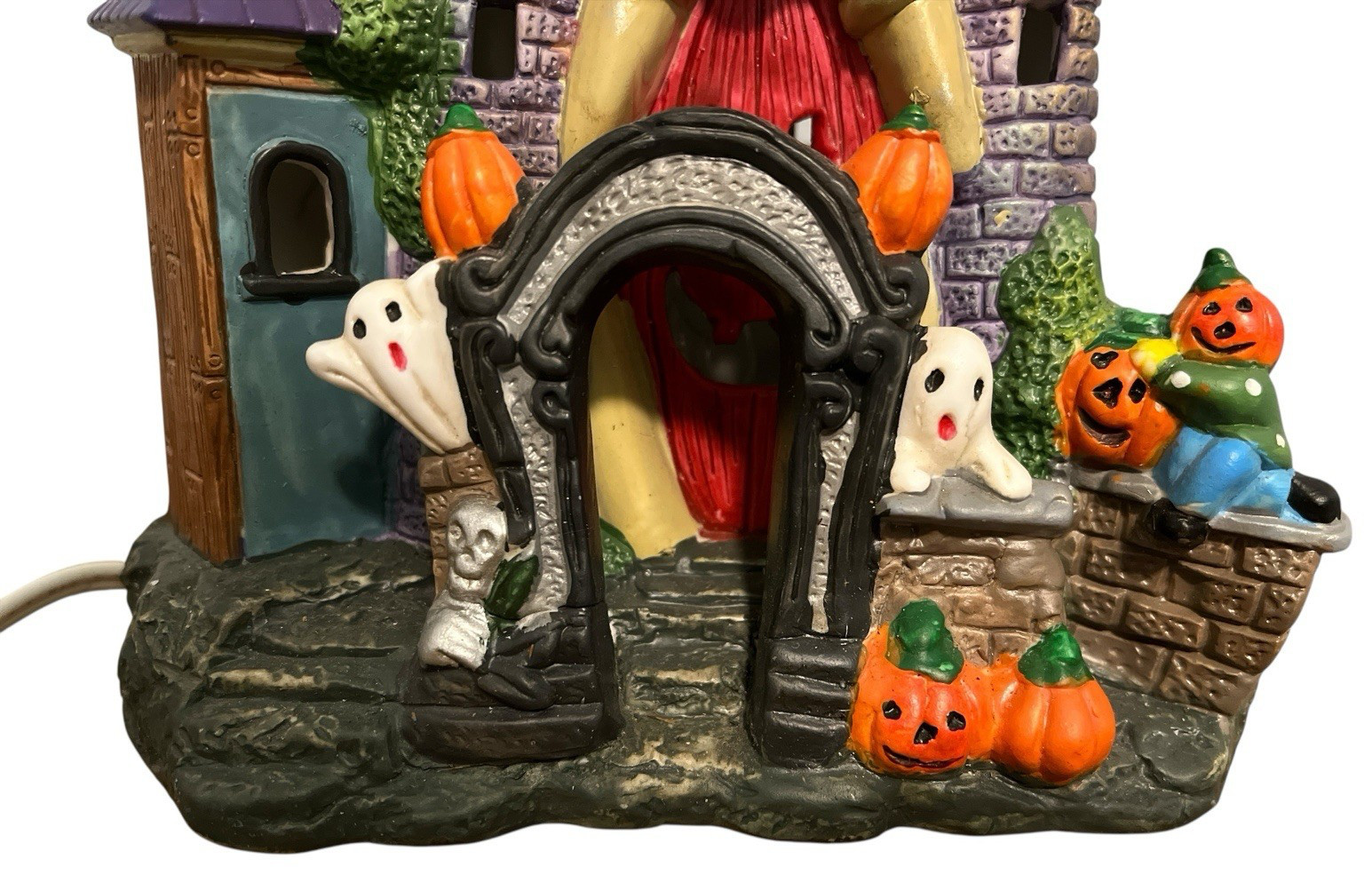 Spooky Hollow Ferris Wheel Castle Lighted Porcelain Halloween House 1999 Works