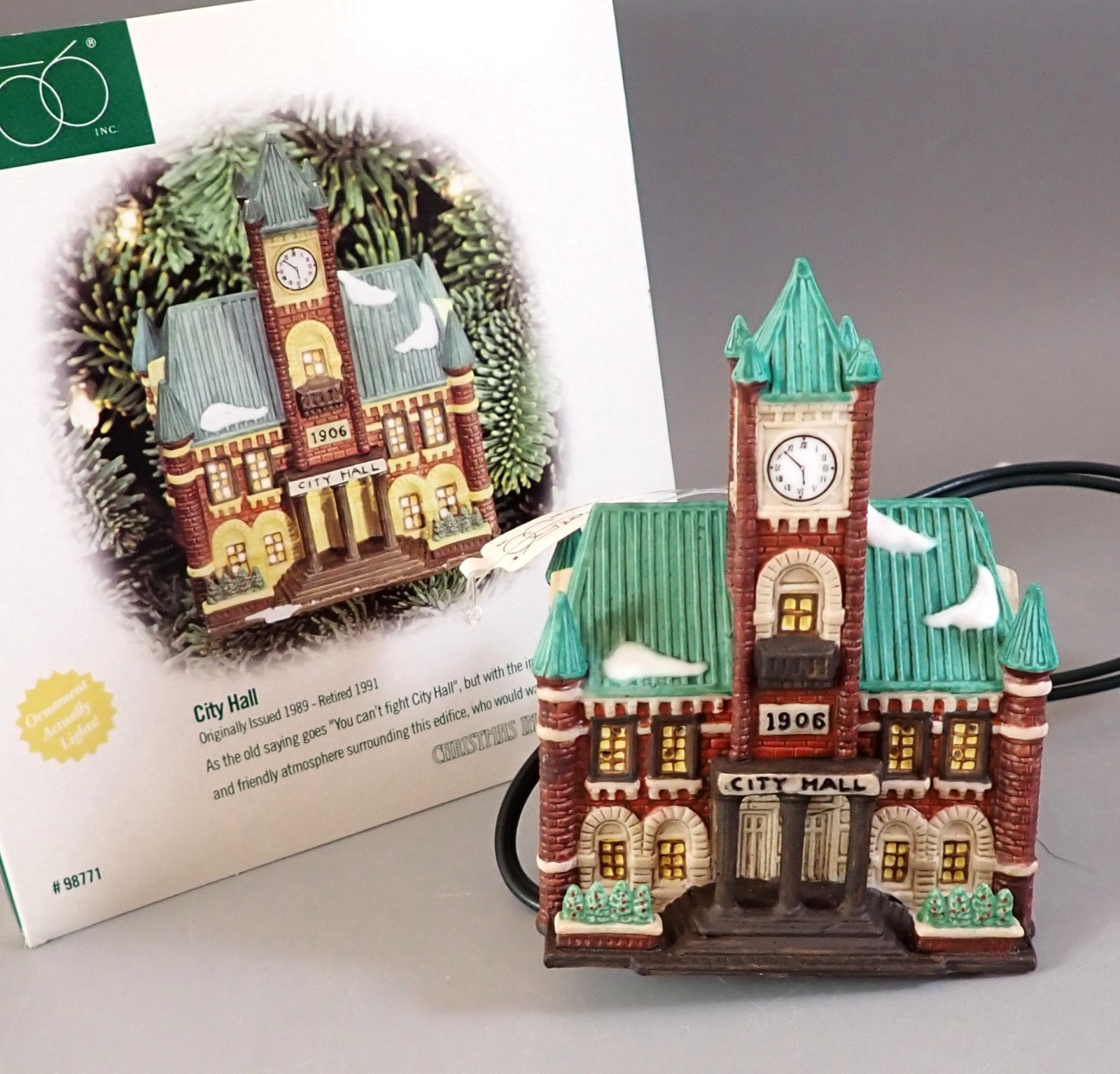 Department 56 City Hall Christmas in the City Series Lighted Ornament 98635