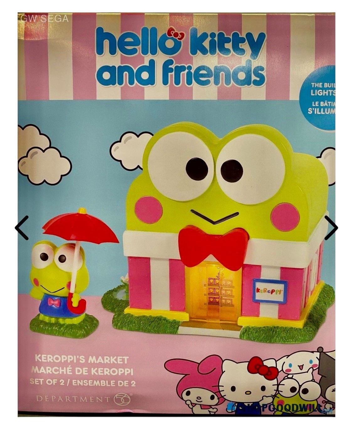 New Hello Kitty & Friends Dept 56 Collab Frog House Market Lights Up Diorama