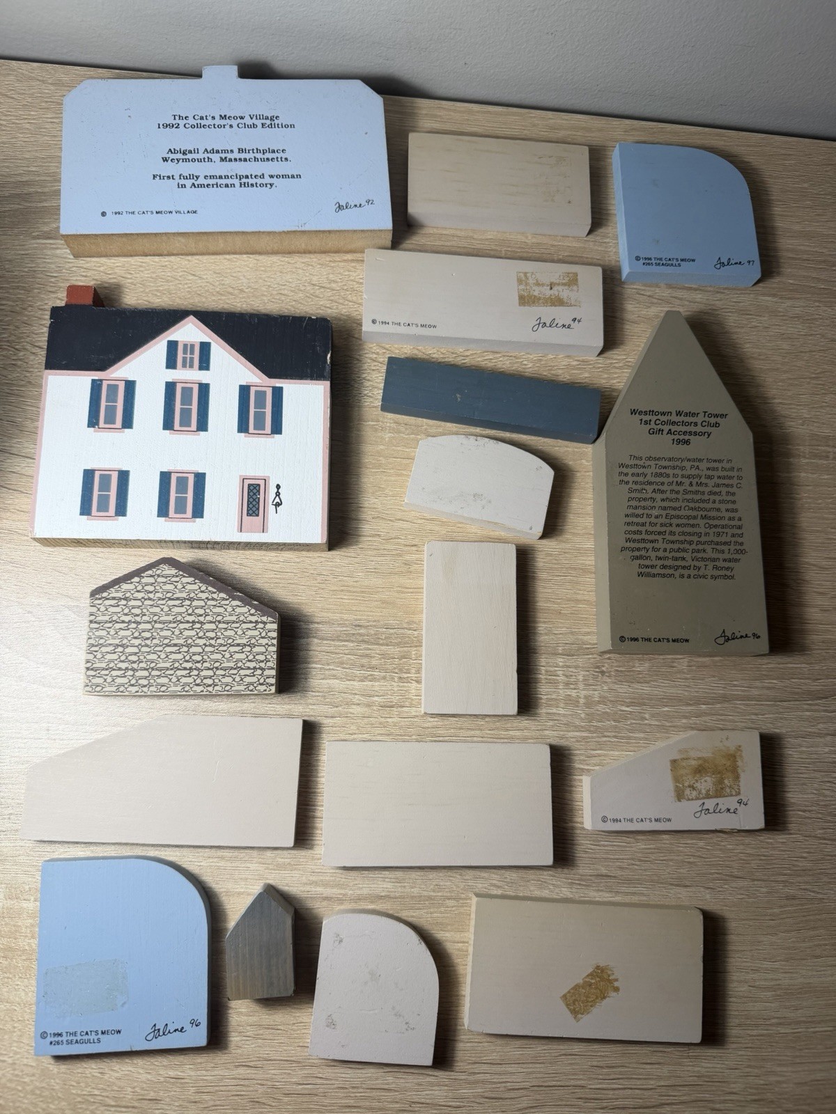 Vintage Lot Of 17 The Cats Meow Wooden Pieces 1980s-1990s House Ducks Wedding