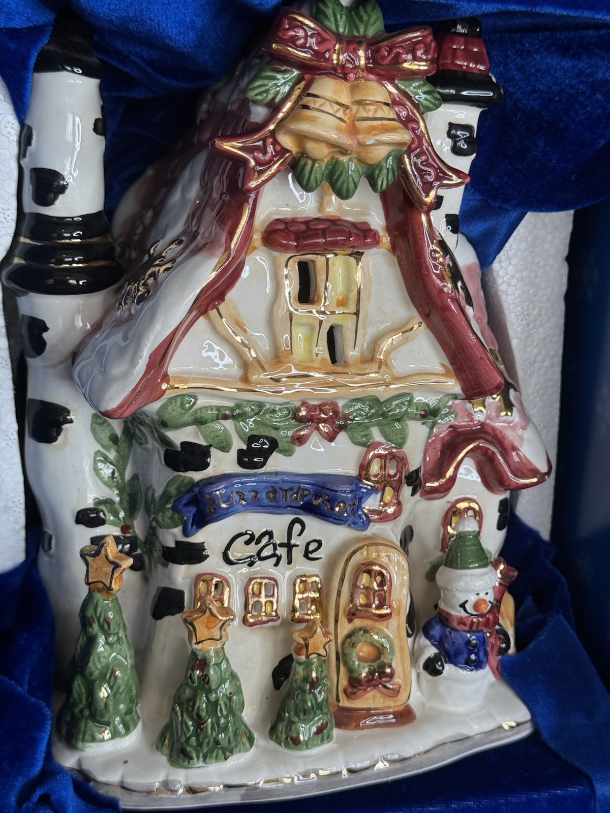 Vintage Christmas Village Ceramic House Kmart 80s Blizzardpoint Cafe Tea Light