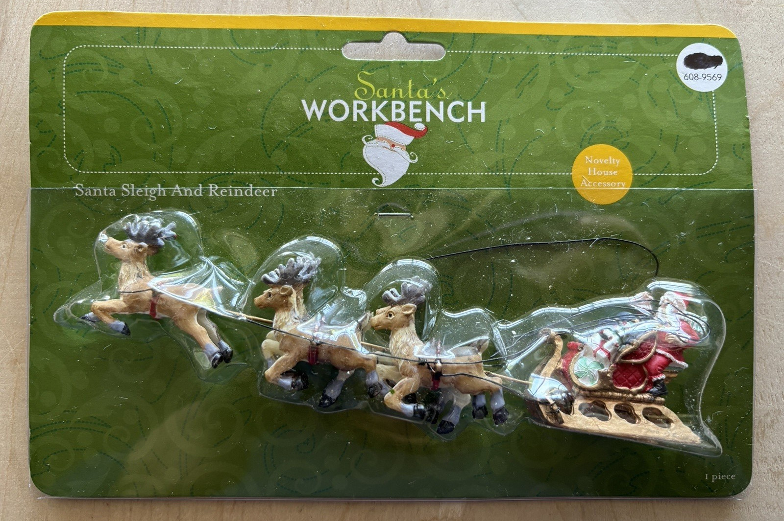 Vtg Santa’s Workbench Santa & Sleigh Christmas Village Accessory NIP Reindeer