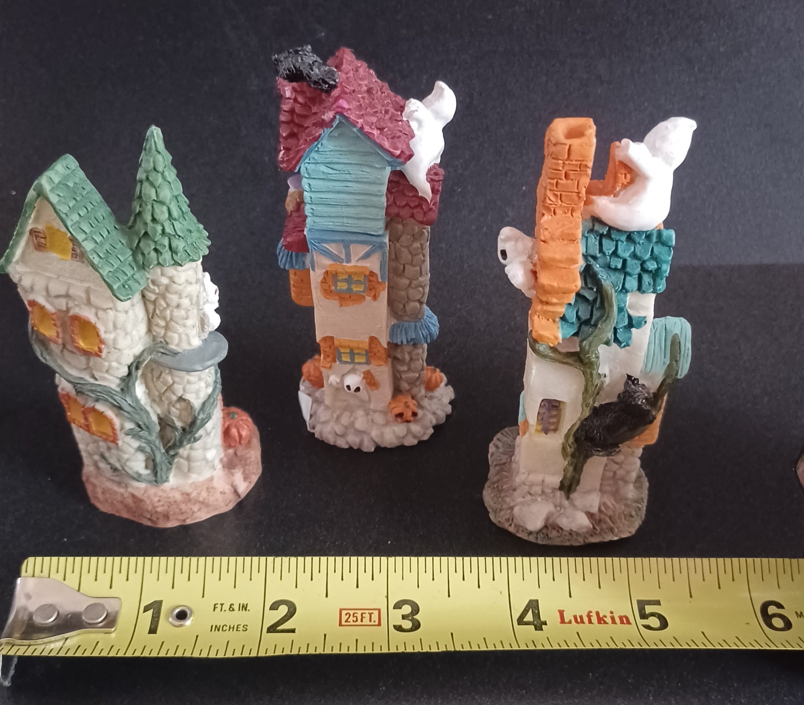 Set Of 3 Vintage Halloween Village Houses slim Accessories Halloween Decor