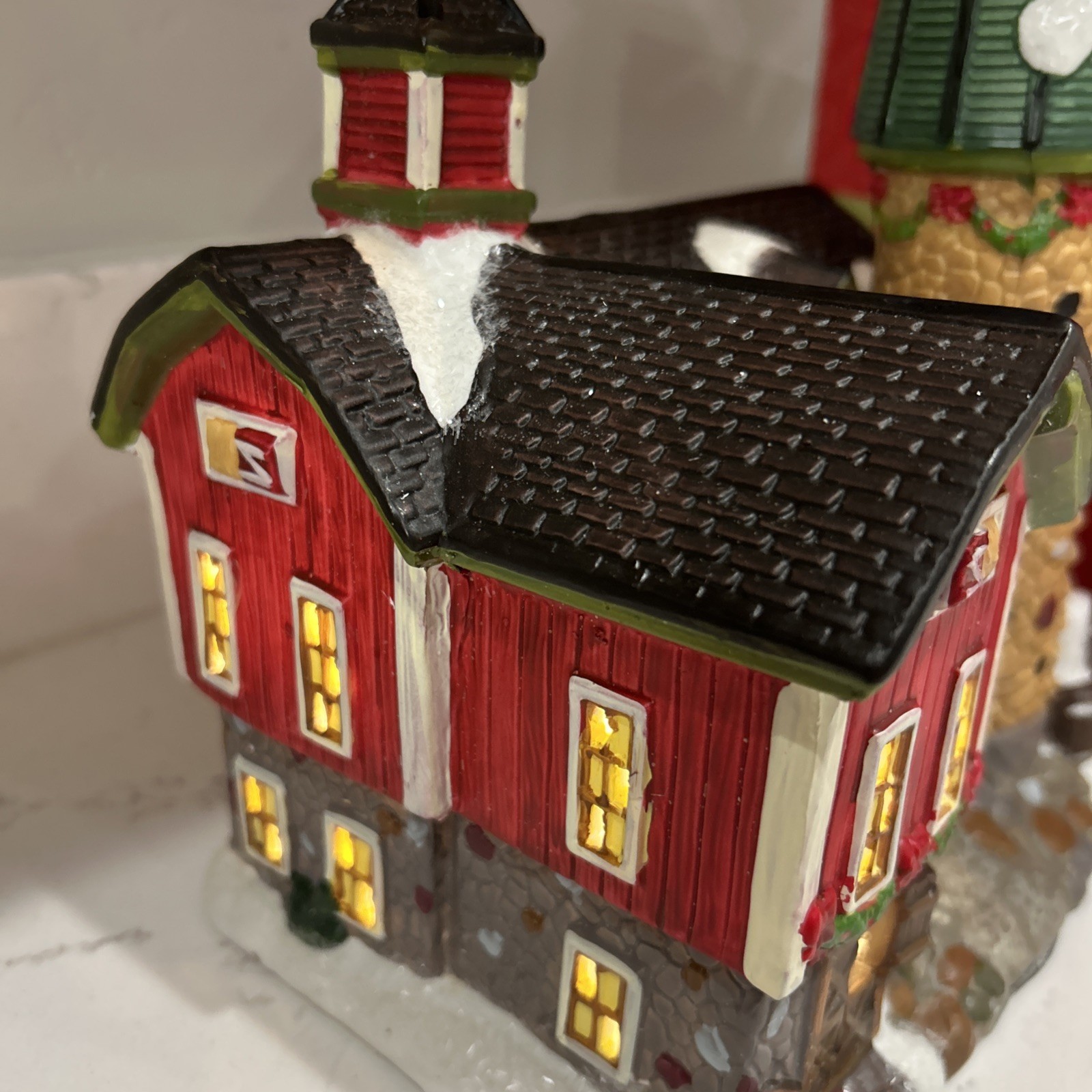 Holiday Inspirations Red Barn, Christmas Village 2012 Porcelain Lighted Building