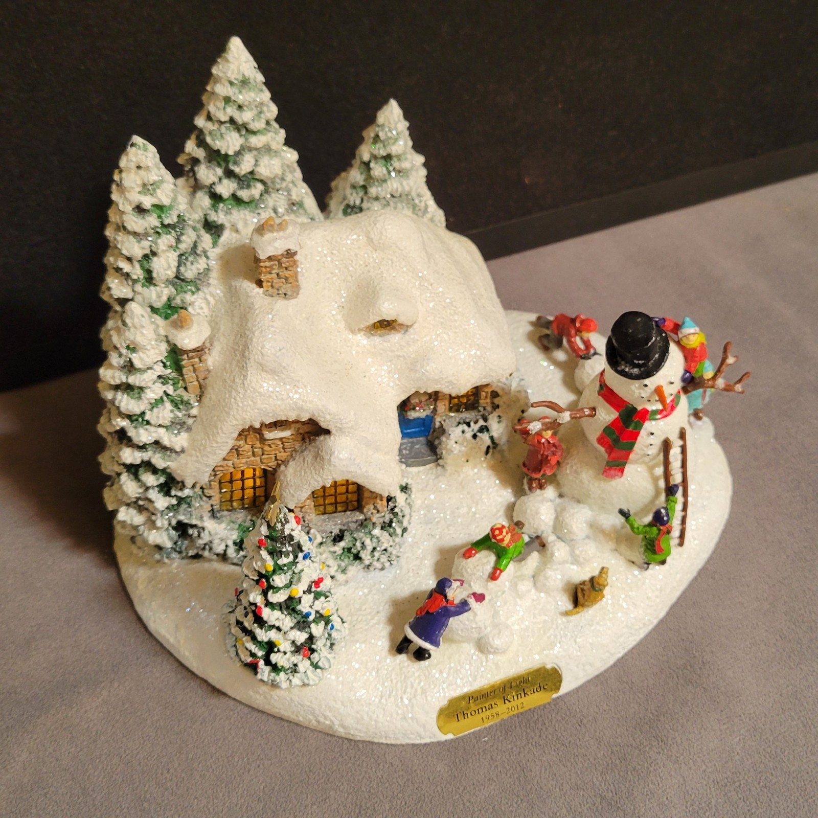 *Thomas Kinkade Painter Of Light Everett’s Cottage Lights Christmas Village FLAW