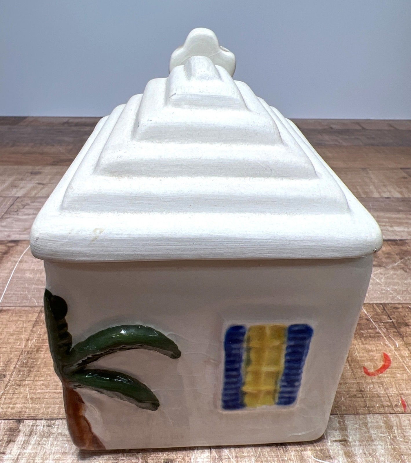 Vintage Hand-Painted Ceramic Cottage House With Lid