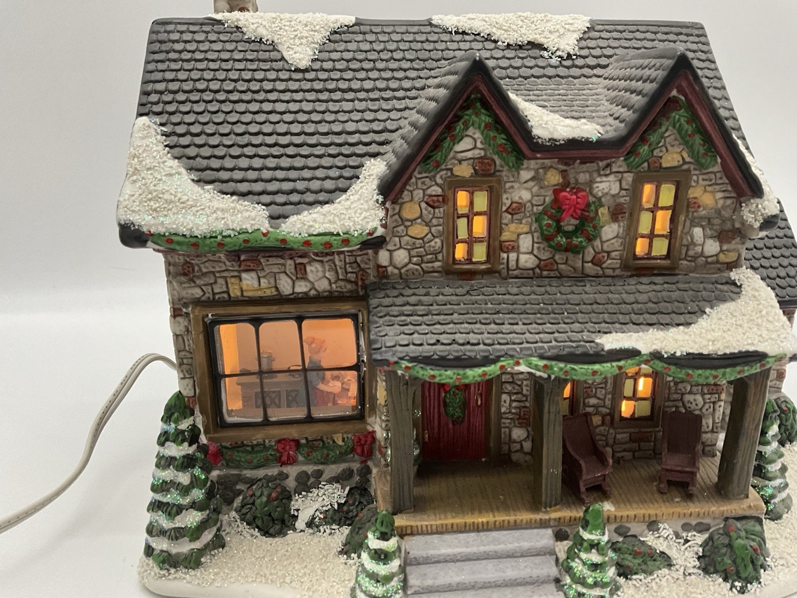 St.Nicholas Square Village “Stone Cabin” Illuminated Christmas House