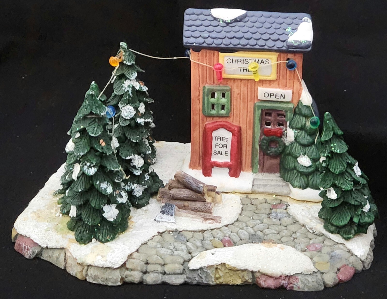 Cobblestone Corner TREE SELLER Christmas Village tree for sale lot bldg NO FENCE