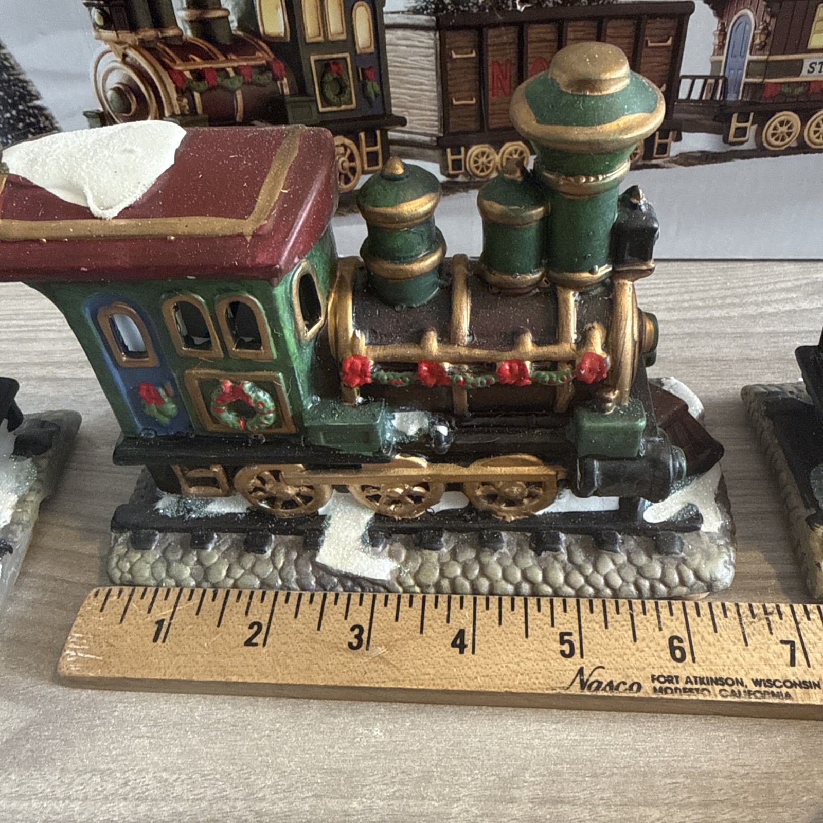St Nicholas Square Lighted “Train Set Of 3″ Christmas Village 2008 St Nick’s Exp