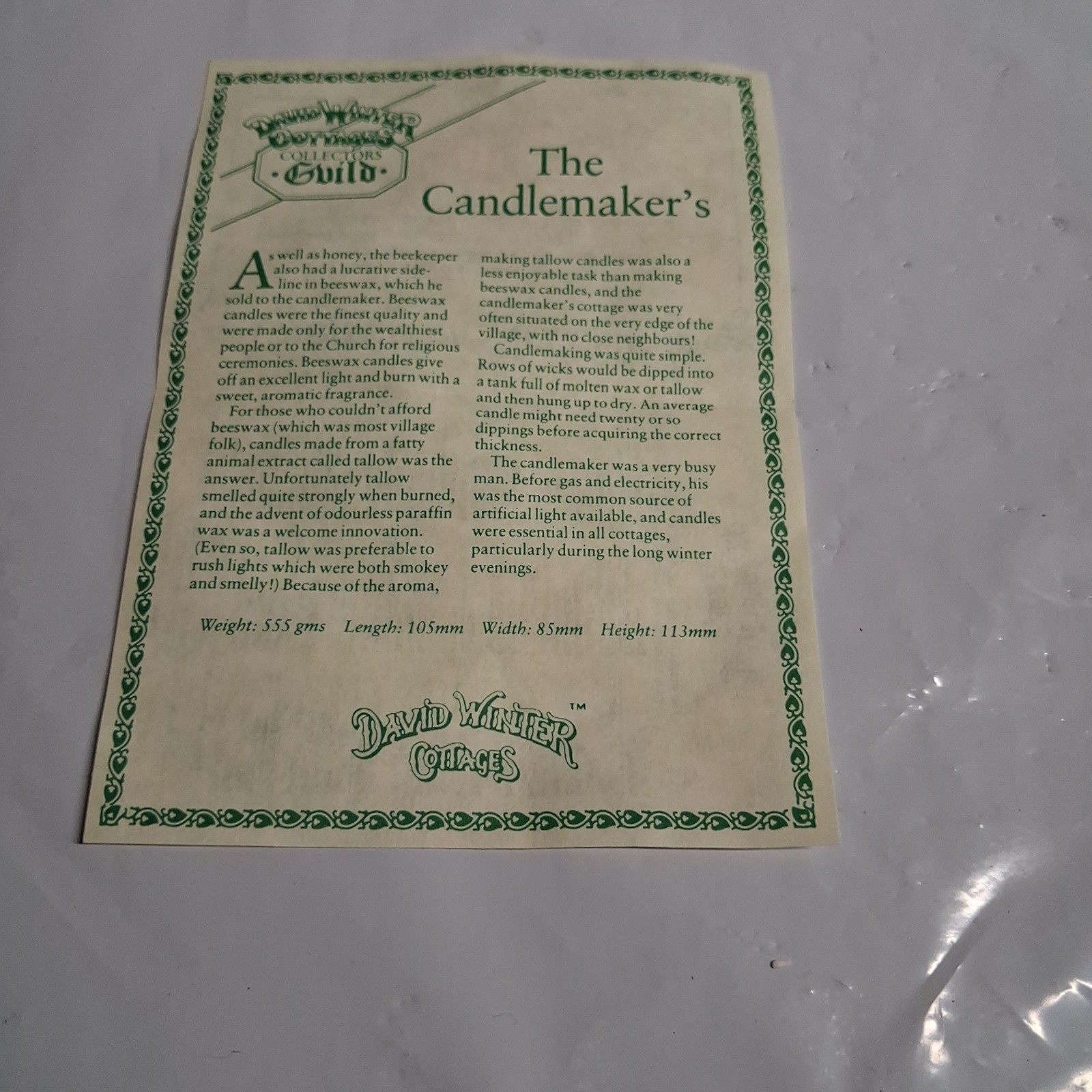 DAVID WINTER THE CANDLE MAKERS SHOP WITH BOX