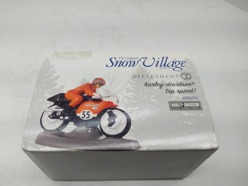 Dept 56 Snow Village HARLEY-DAVIDSON TOP SPEED! 4036574 Racing New-Open Box