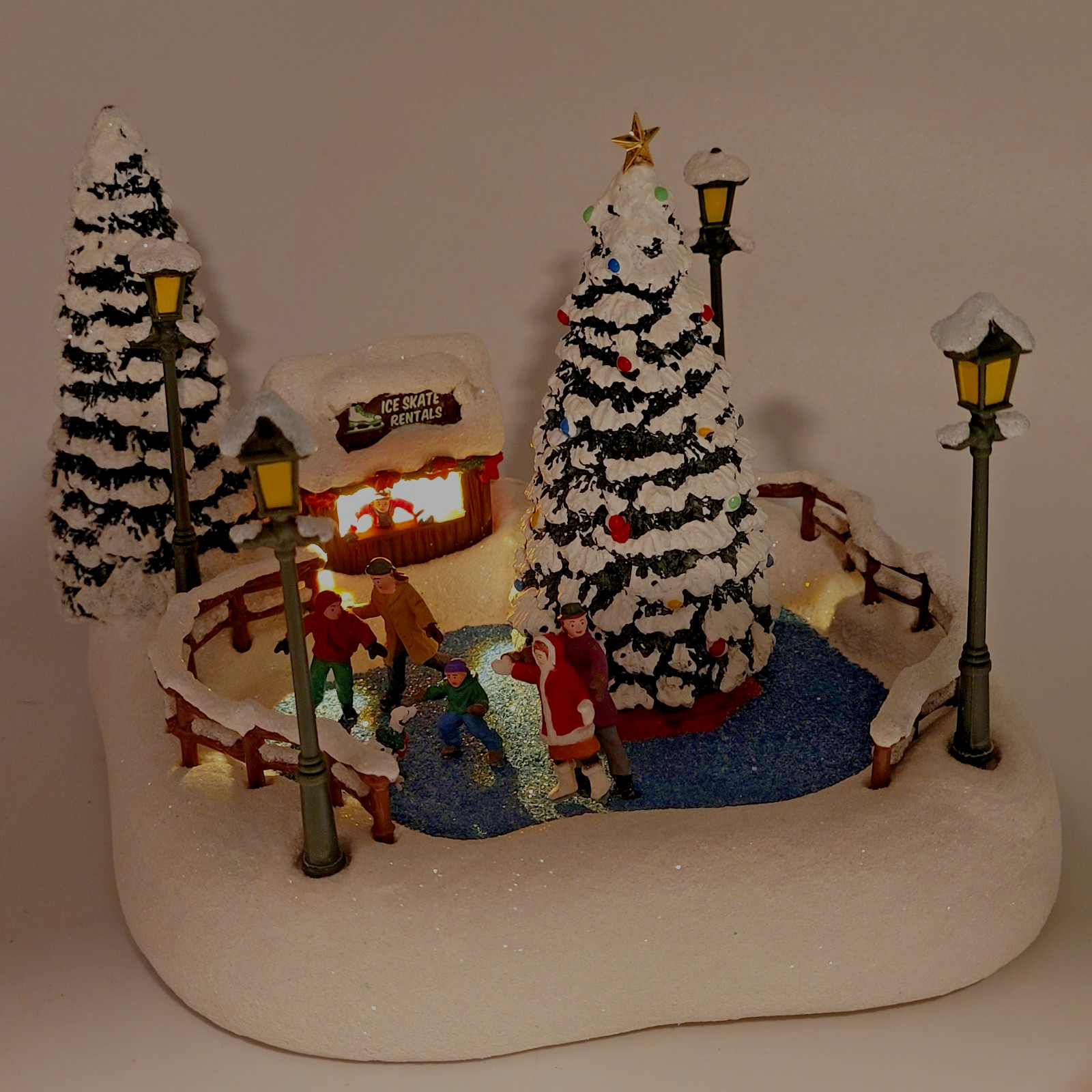 2024 Thomas Kinkade Teleflora Oh What Fun Christmas Village Light Up Ice Skaters