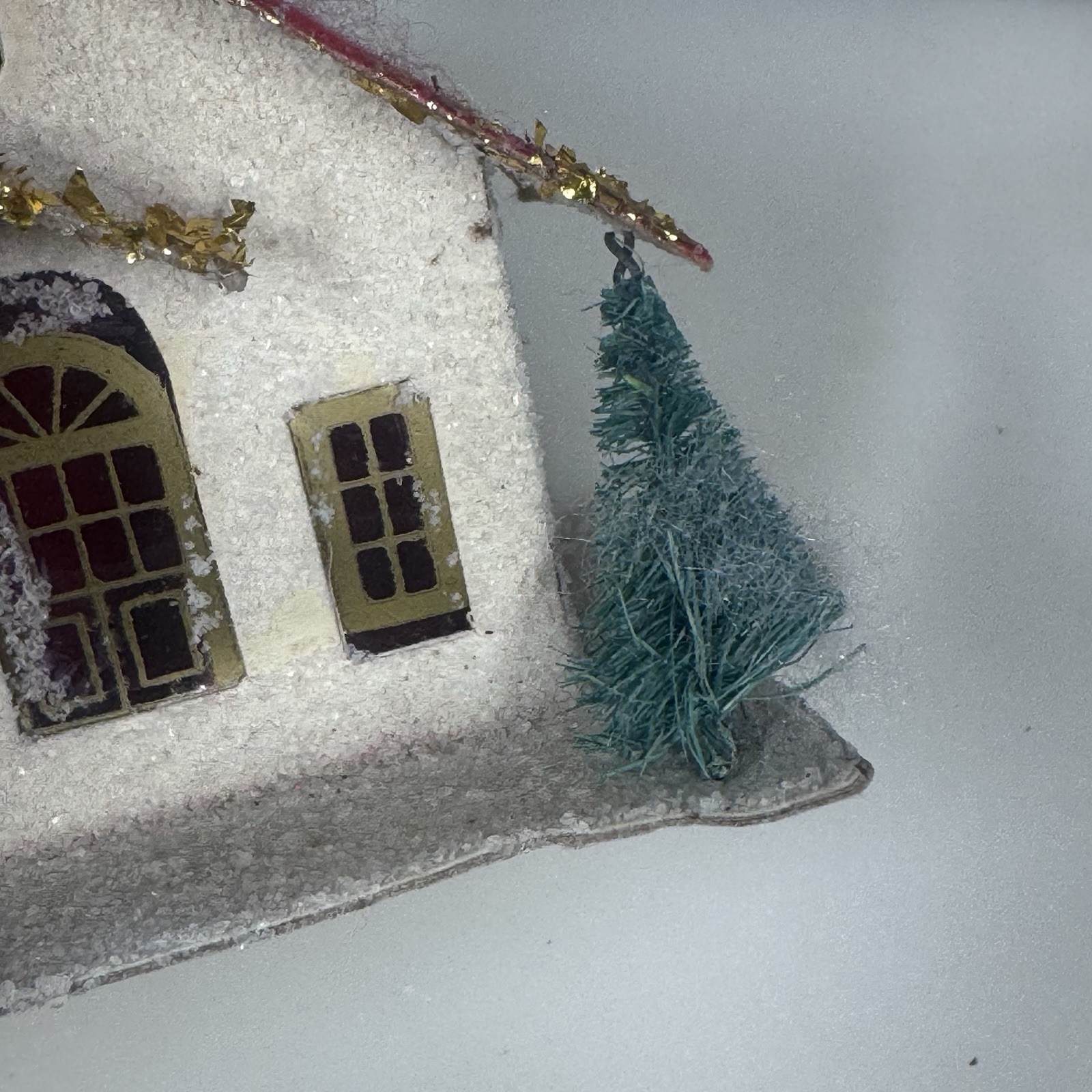 Vintage lot of 4 Putz Christmas Houses Cardboard Made in Taiwan Red Roof