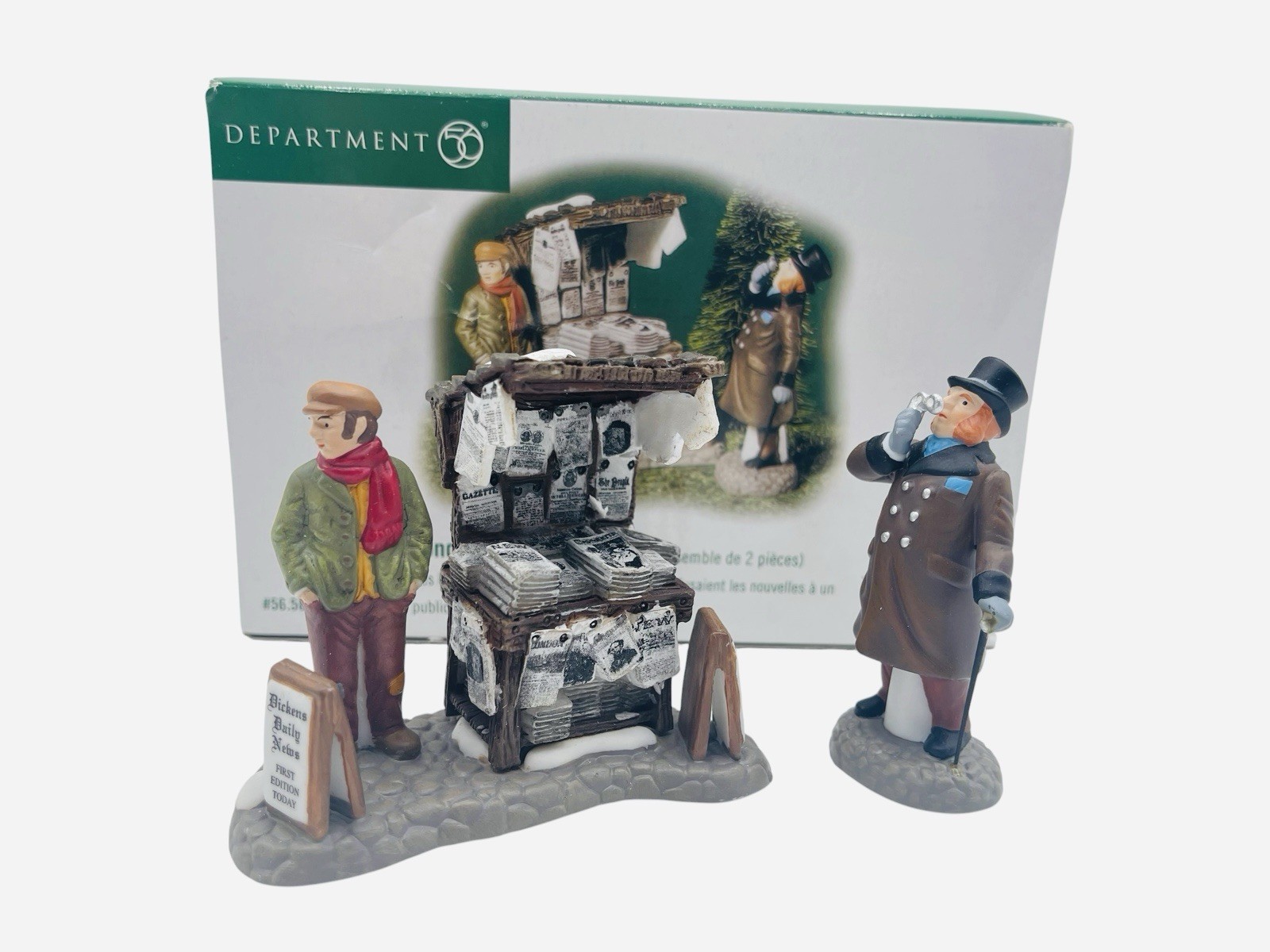 Department 56 Dickens’ Village London Newspaper Stand #56.58560 Set 2 Figurines