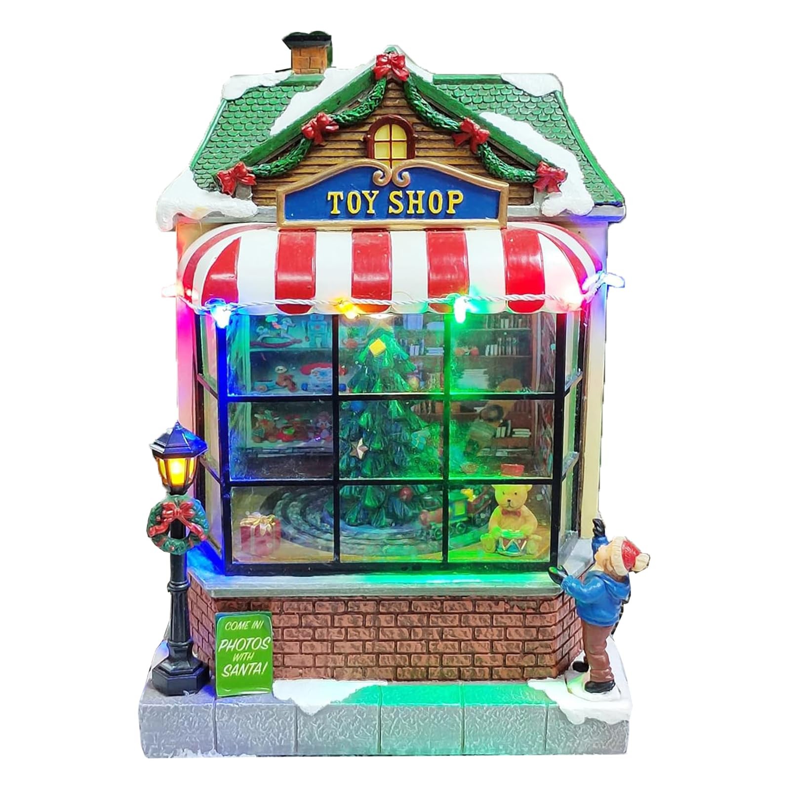 Animated Toy Shop Christmas Village House Moments in Timewith LED Lights and Mus