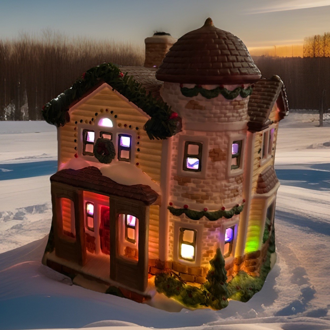 1994 Winter Valley Cottages Porcelain Lighted House – Christmas Village Decor