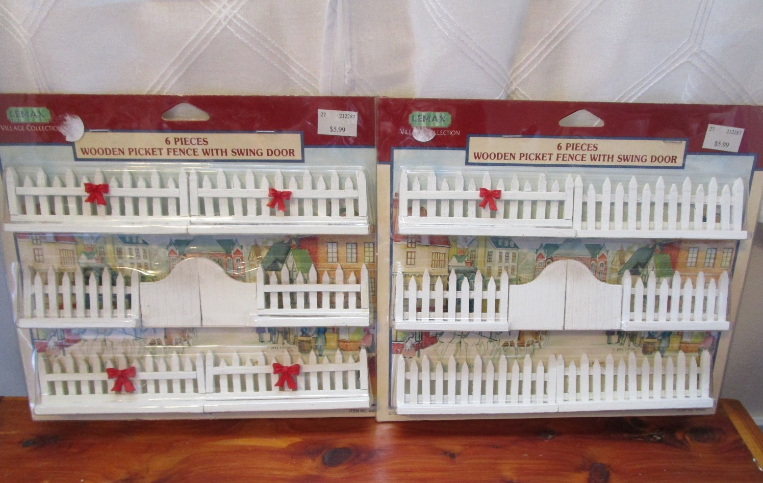 TWO Packs Lemax Wooden Picket Fence With Swing Door Packs New in Pkg
