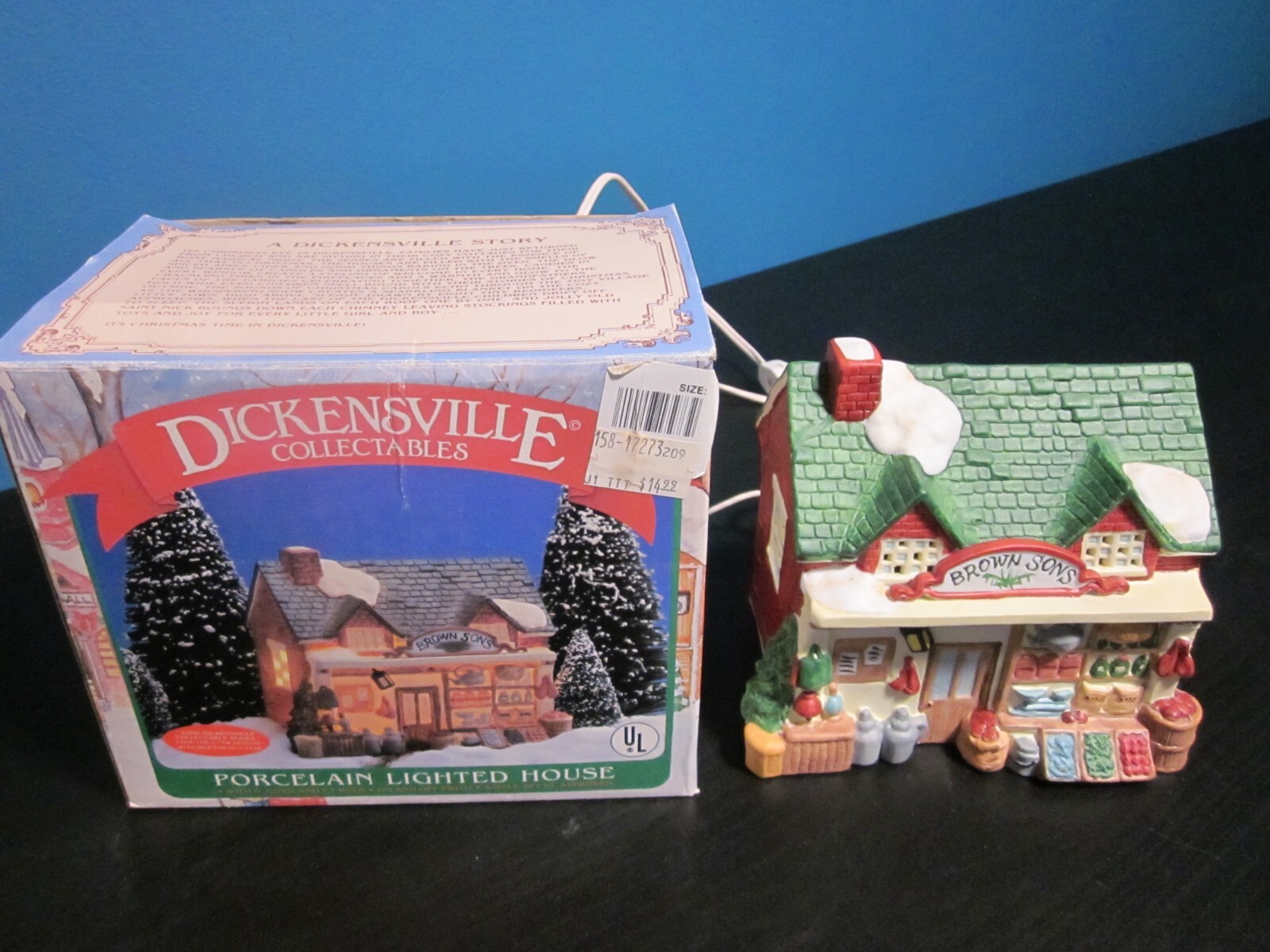 Dickensville Collectibles Porcelain Lighted House Brown Sons With Box