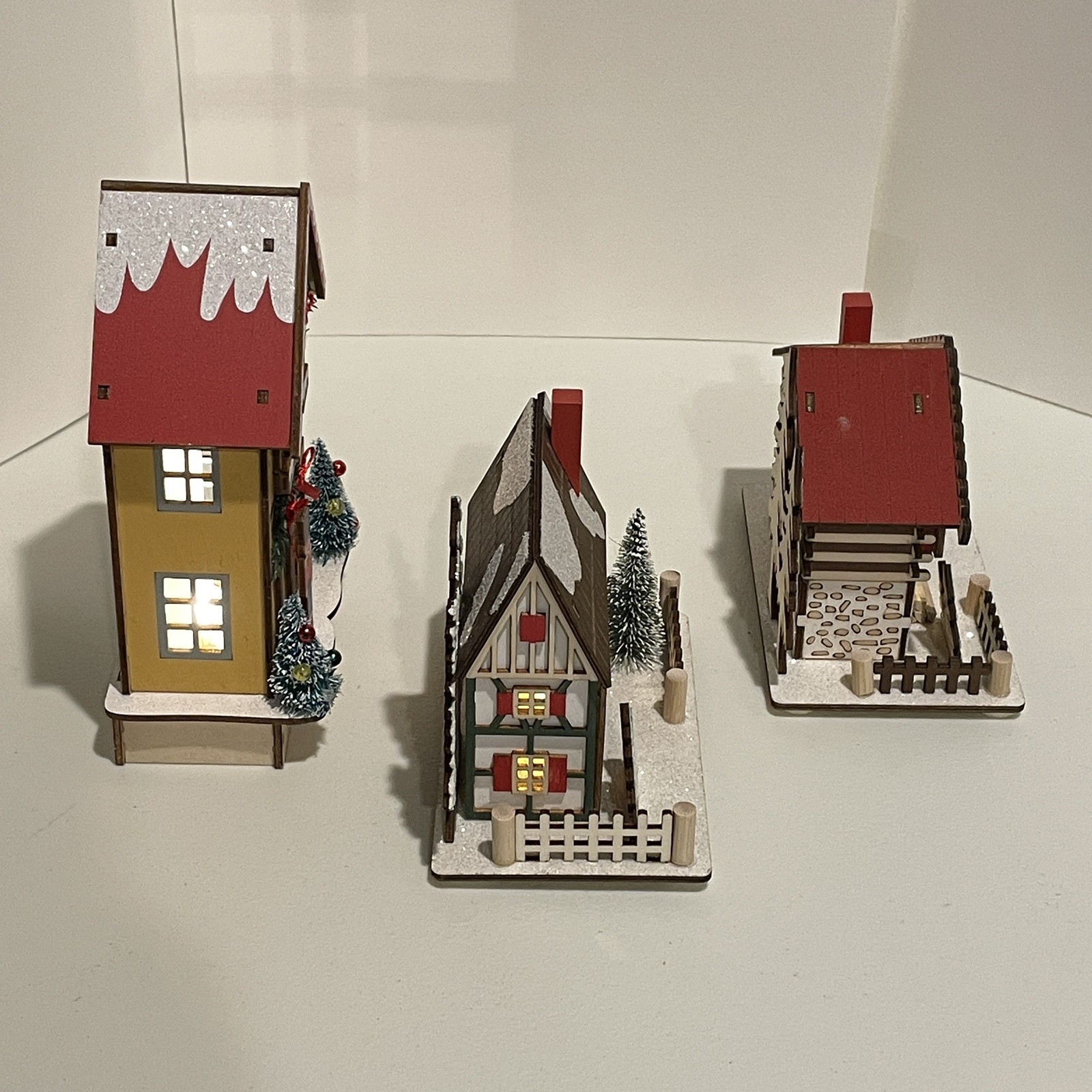 World Market Laser Cut Wood LED Shop Christmas Village German Toy Shop Houses