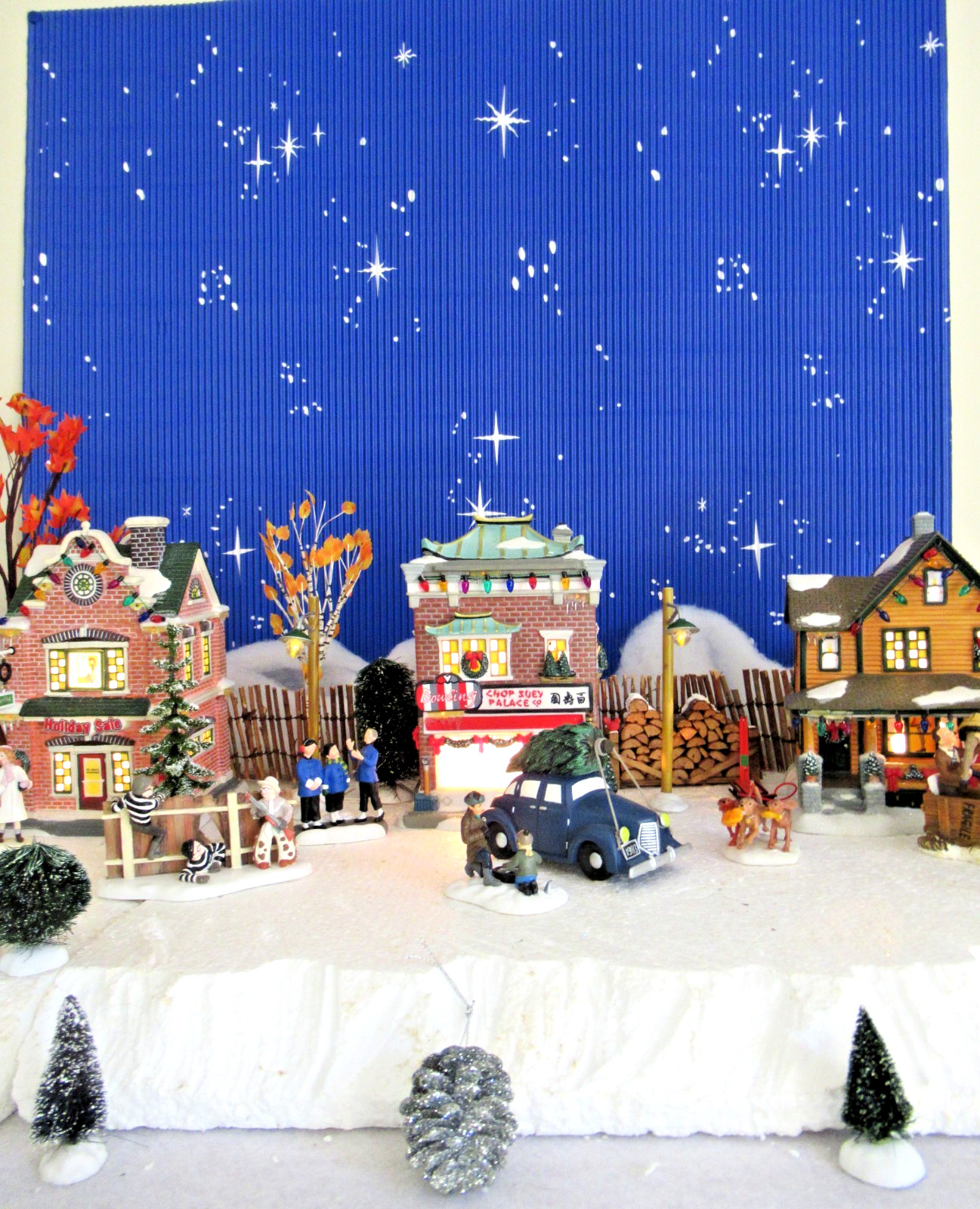 “STARS – NIGHT SCENE / BACKDROP” ~ (23″ X 31″) ~ ** DEPT 56, LEMAX, ETC.. **
