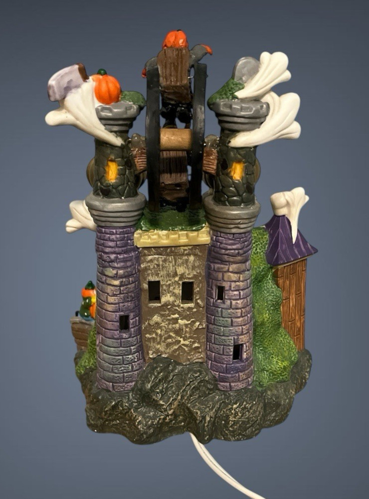 Spooky Hollow Ferris Wheel Castle Lighted Porcelain Halloween House 1999 Works