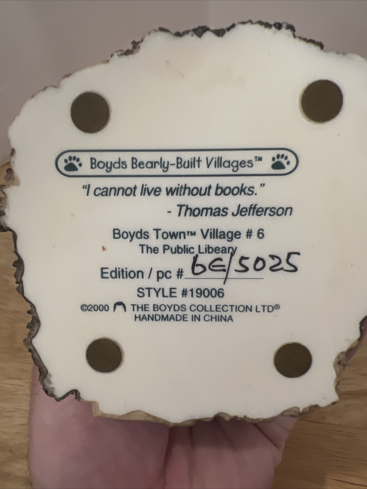 Boyds Bears Boyds Town Village #6 19006 The Public “Libeary” Library Cottage