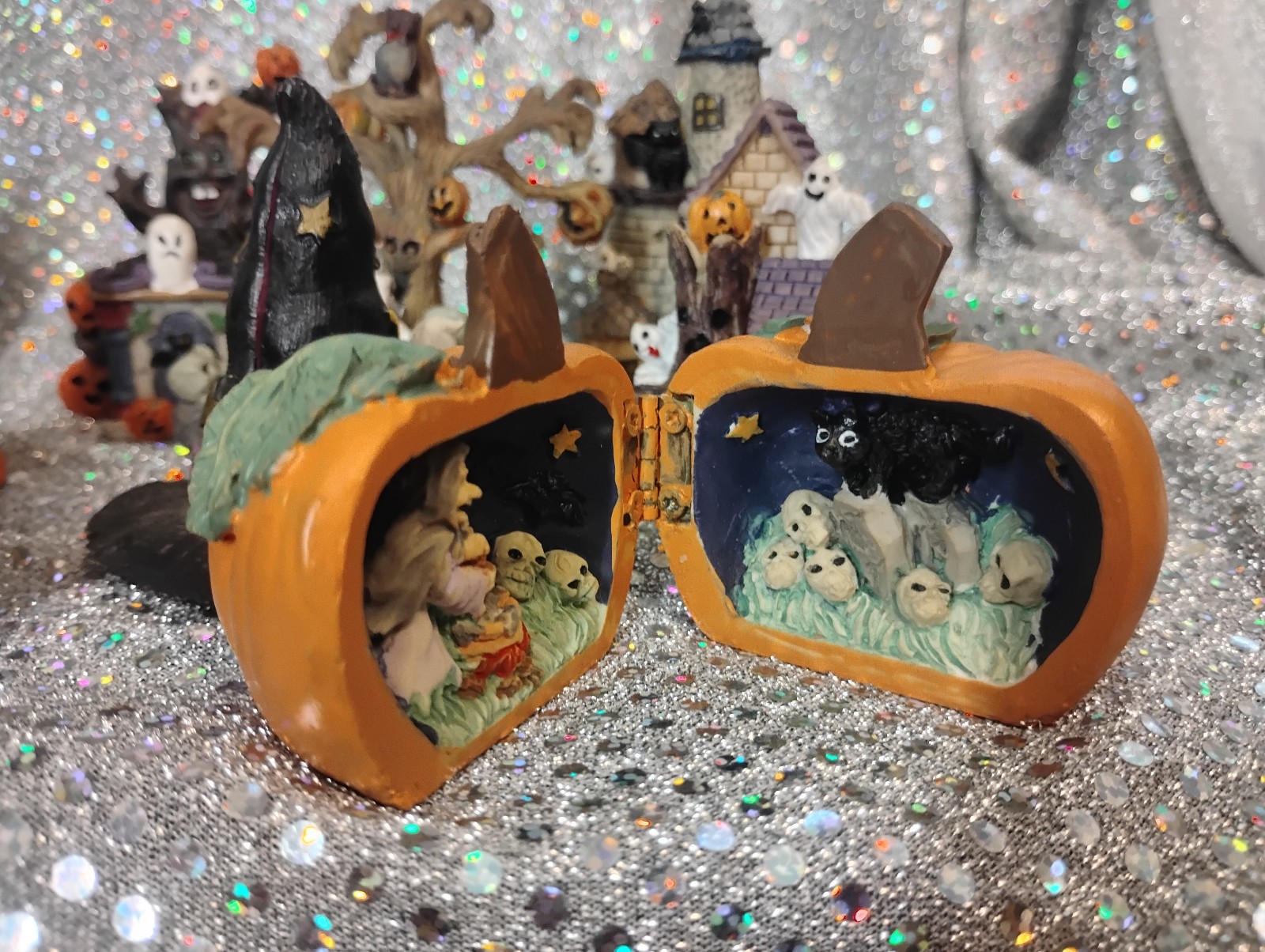 Lot of 13 Assorted Small Halloween Village Figures 1″-3″ – See Pictures