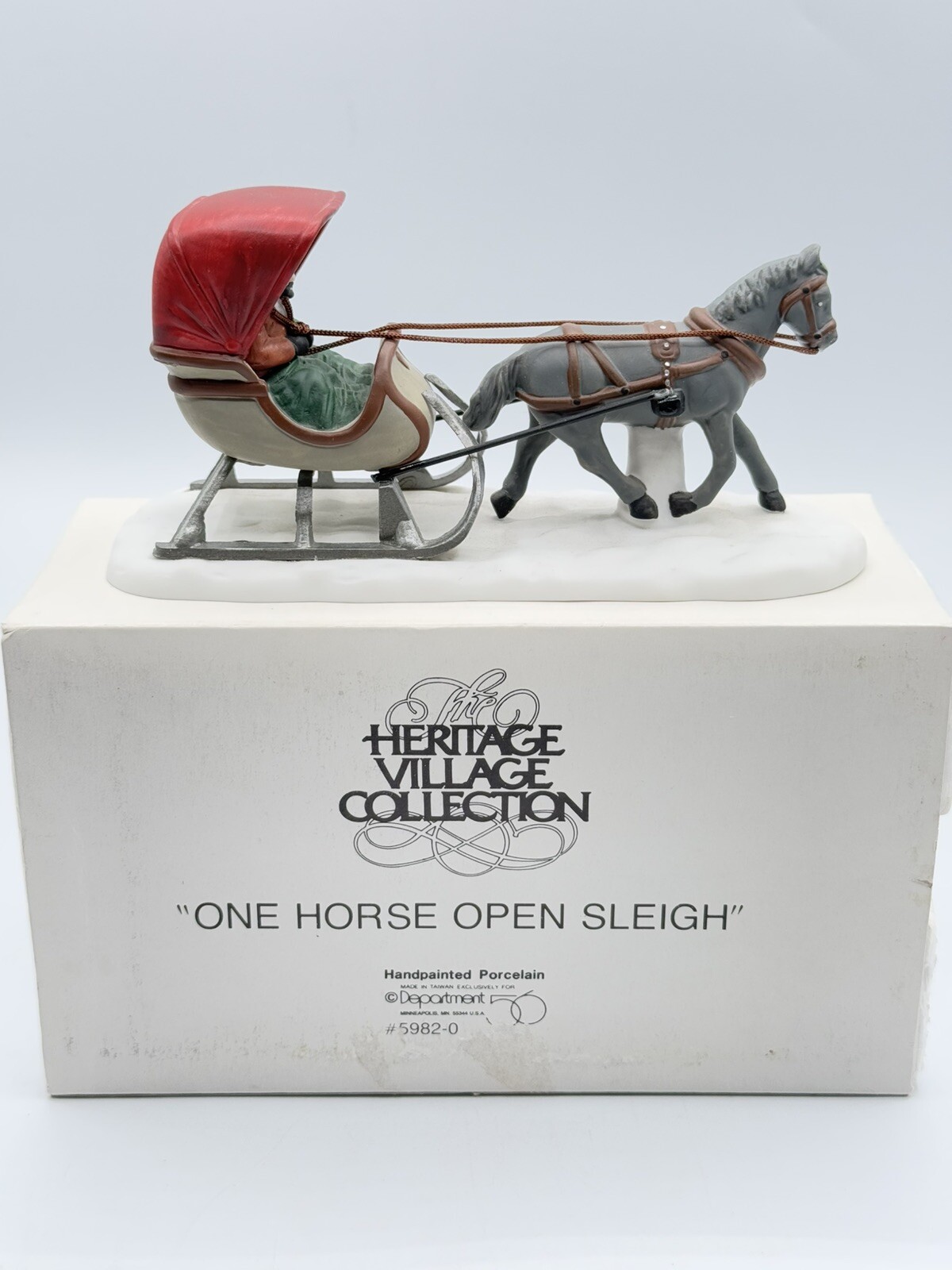 Dept 56 One Horse Open Sleigh Mint in Box Vintage Retired