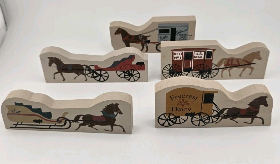 Lot of 5 Cat’s Meow Horse Drawn Carriages Christmas US Mail Bread & Cake Dairy