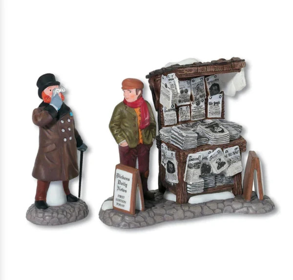 DEPT 56 DICKENS VILLAGE SERIES – LONDON NEWSPAPER STAND – SET OF 2 – RETIRED