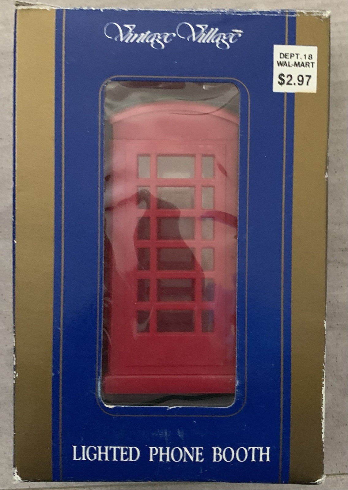 Lighted Red Phone Booth Christmas on Mainstreet Vintage Village Accessory