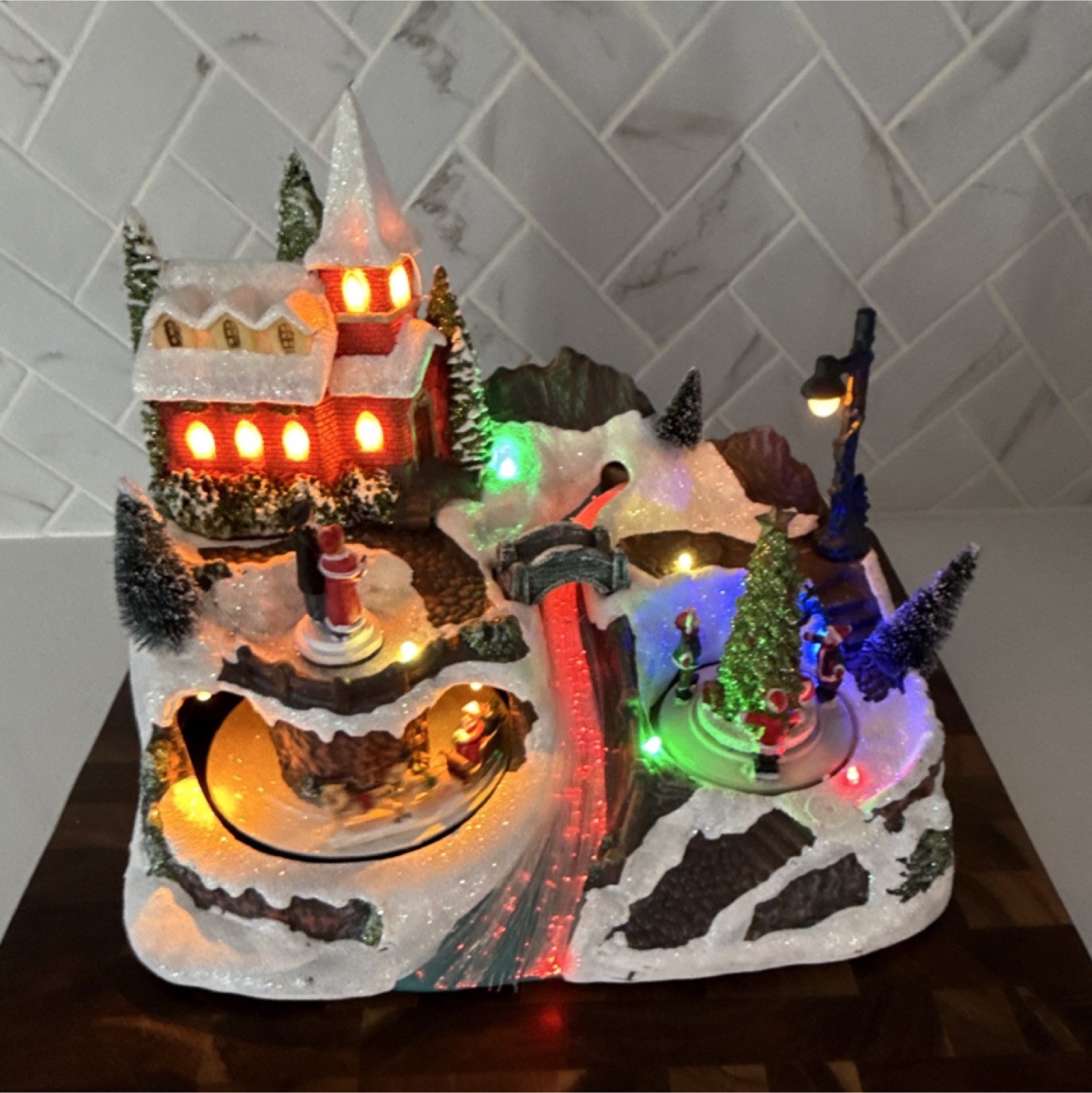 Cypress Christmas Village River LED Scene Musical Glitter Mixed Materials Boxed