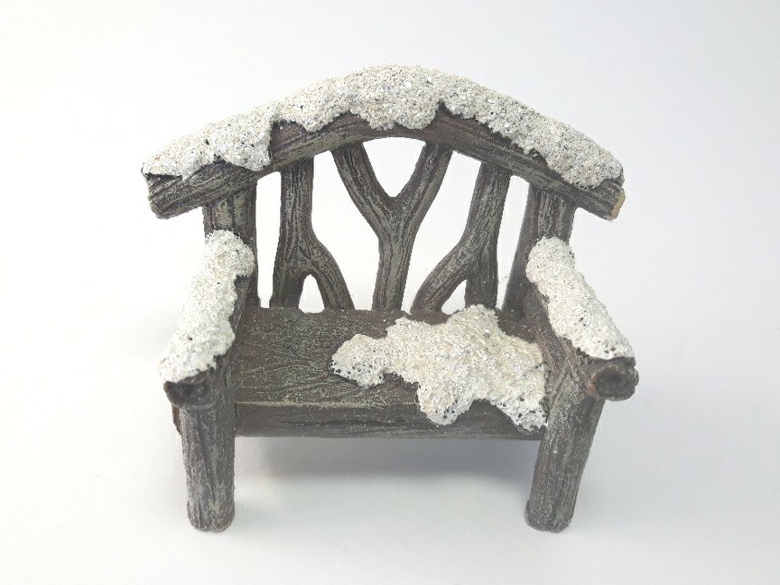 Christmas Village Accessory Bench Rustic Snow Covered Vintage 2.75×3.5 Inch