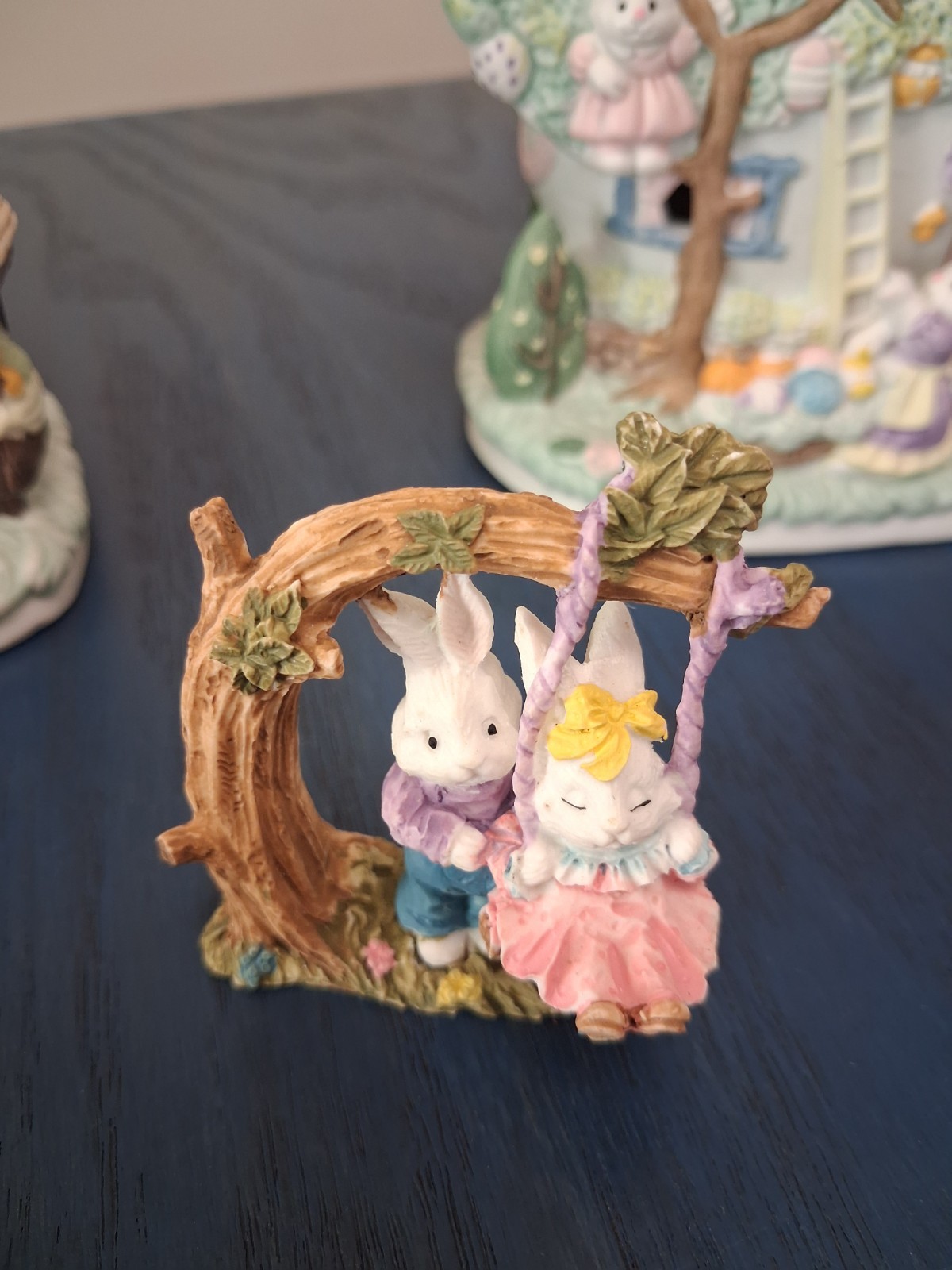 3 House Easter Village Lot w/Box Light Cord School-Ice Cream-Fruit Vtg Venture
