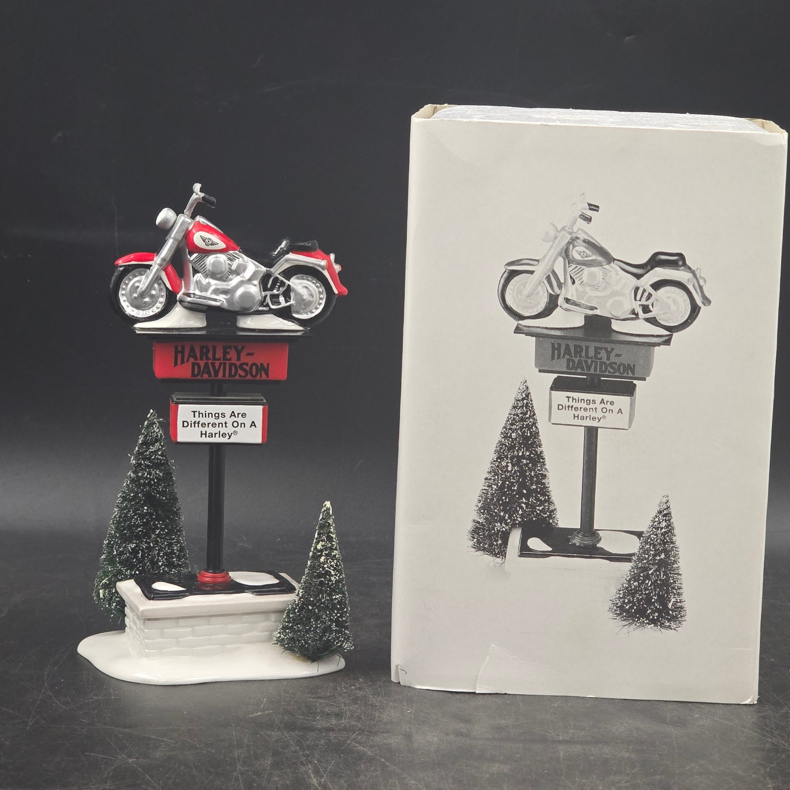 Department 56 Snow Village Harley-Davidson Sign 54901 IOB