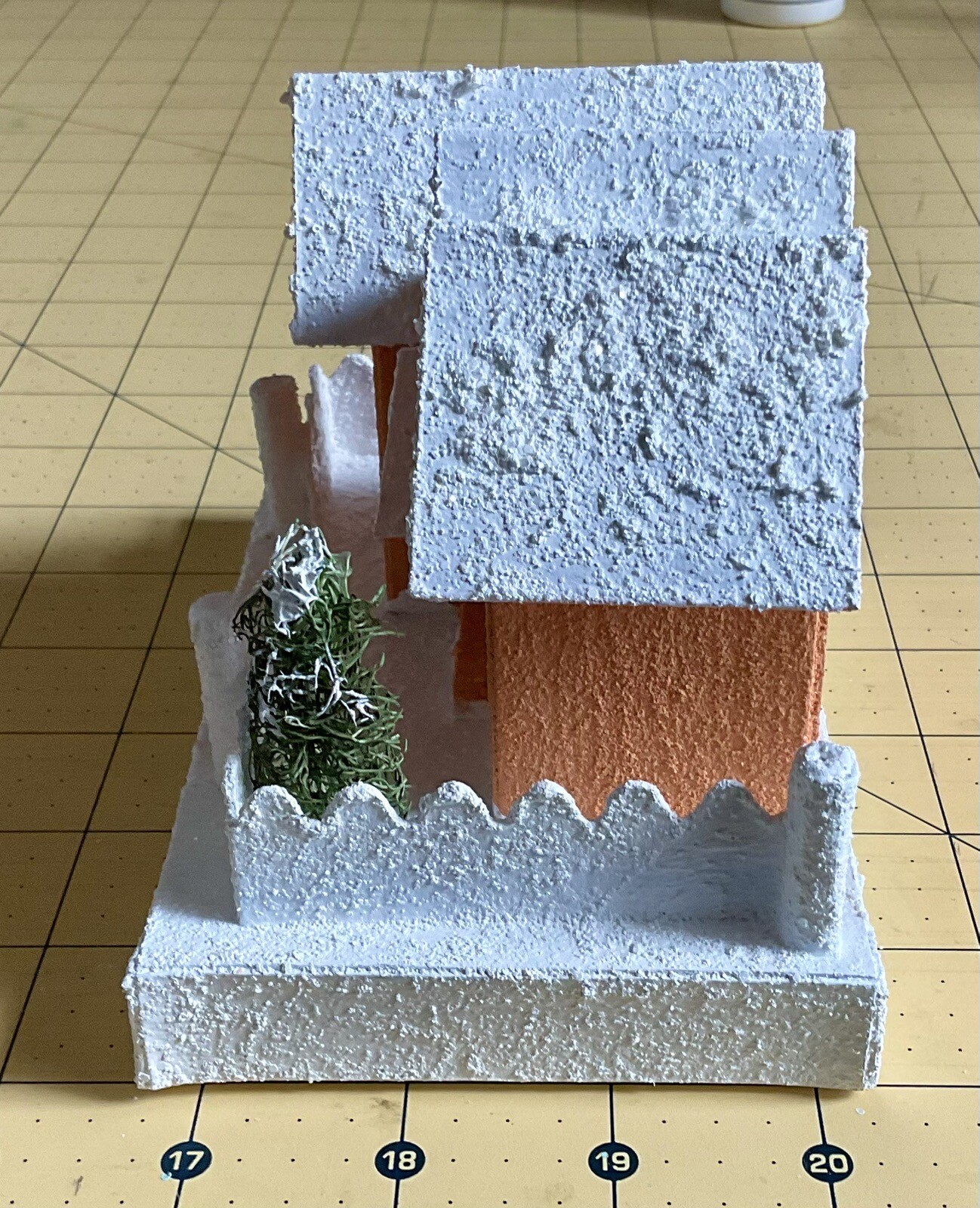 Handmade Putz Glitter House 1940’s Retro Style Cardboard House #1
