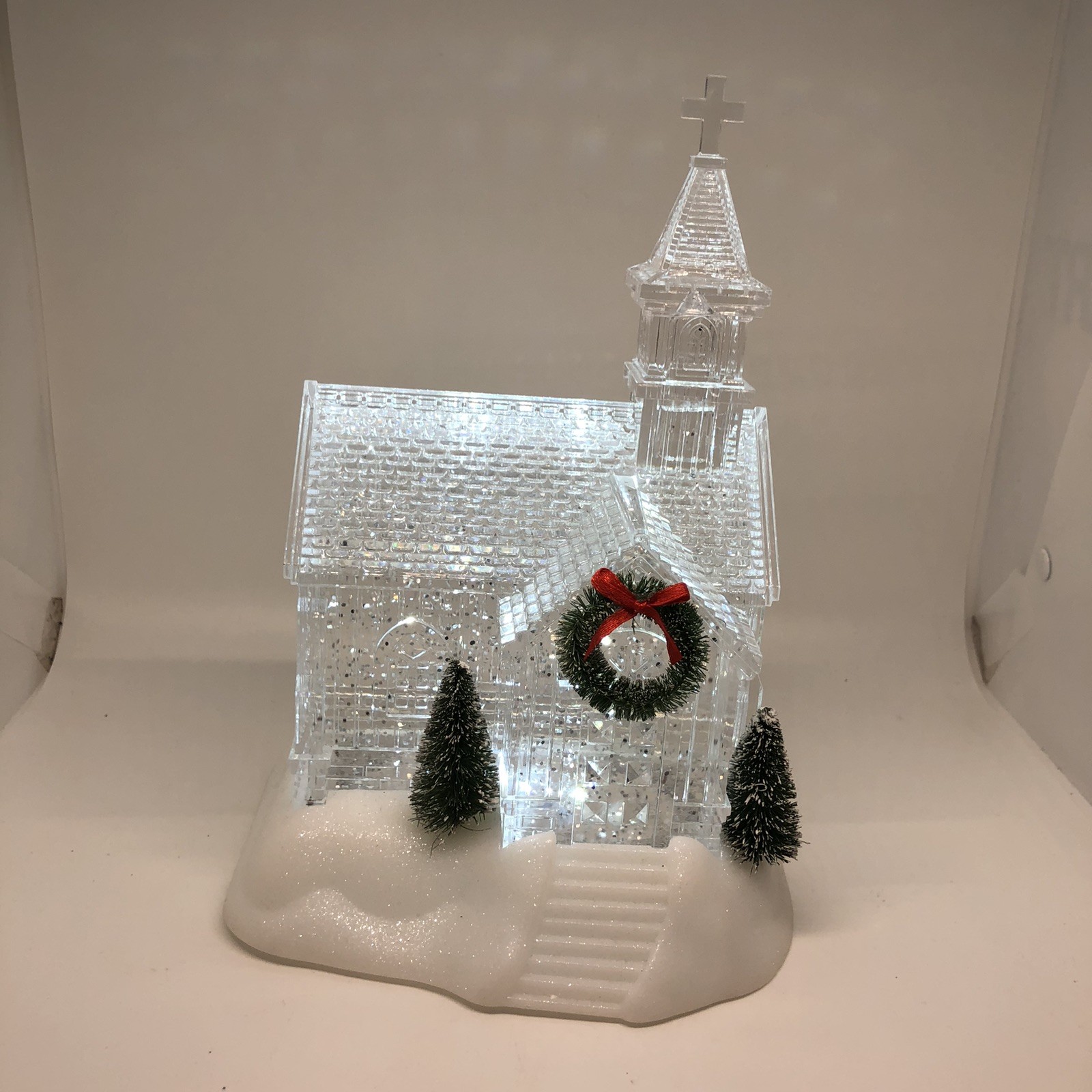 Snow Globe Church Merry Makers LED Glitter Lantern Christmas Village Decoration